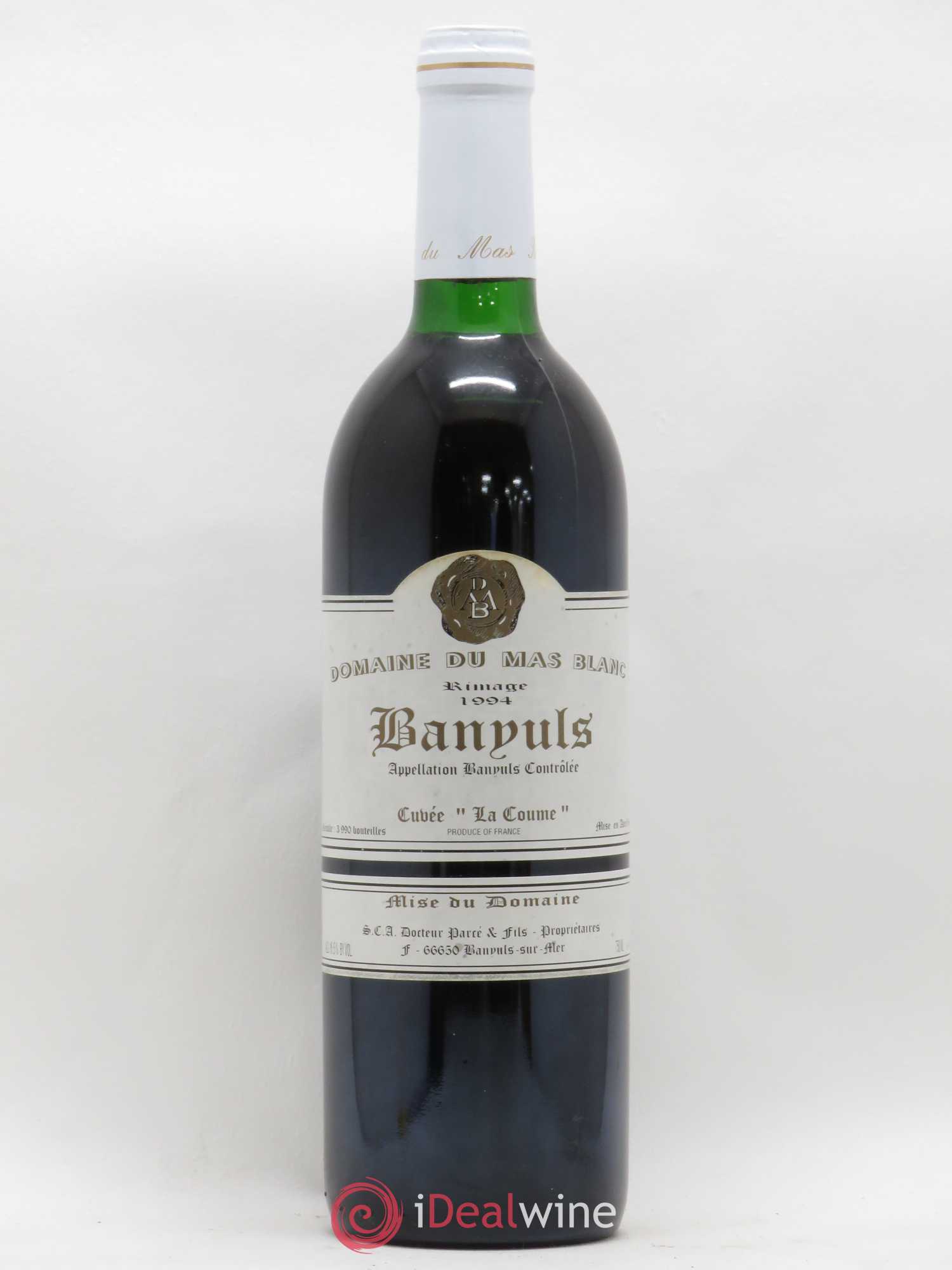 Banyuls Rimage Mas Blanc (Domaine du) - Parcé et Fils La Coume 1994 - Posten von 1 Flasche - 0