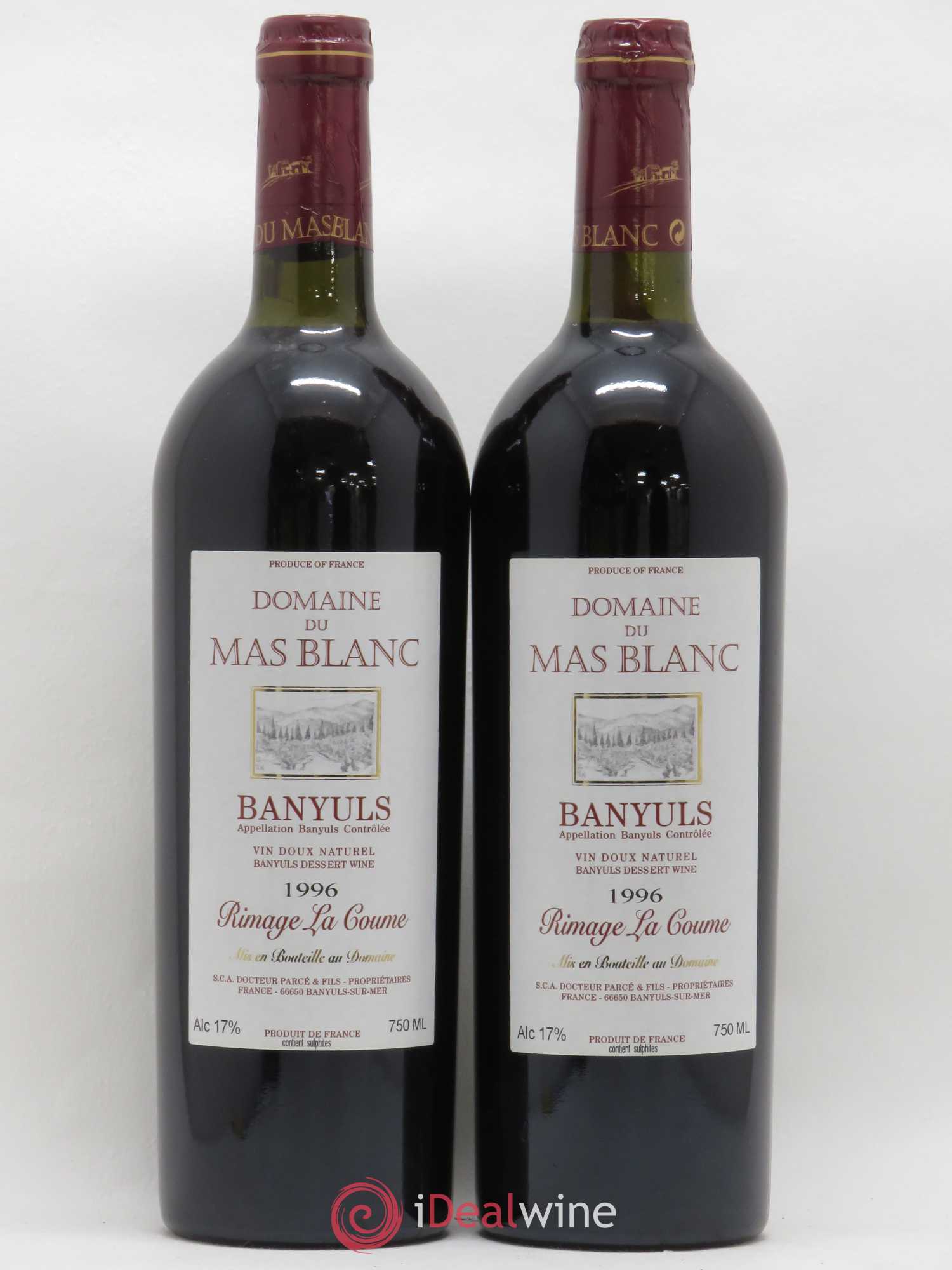 Banyuls Rimage La Coume Mas Blanc (Domaine du) - Parcé et Fils 1996 - Lot de 2 bouteilles - 0