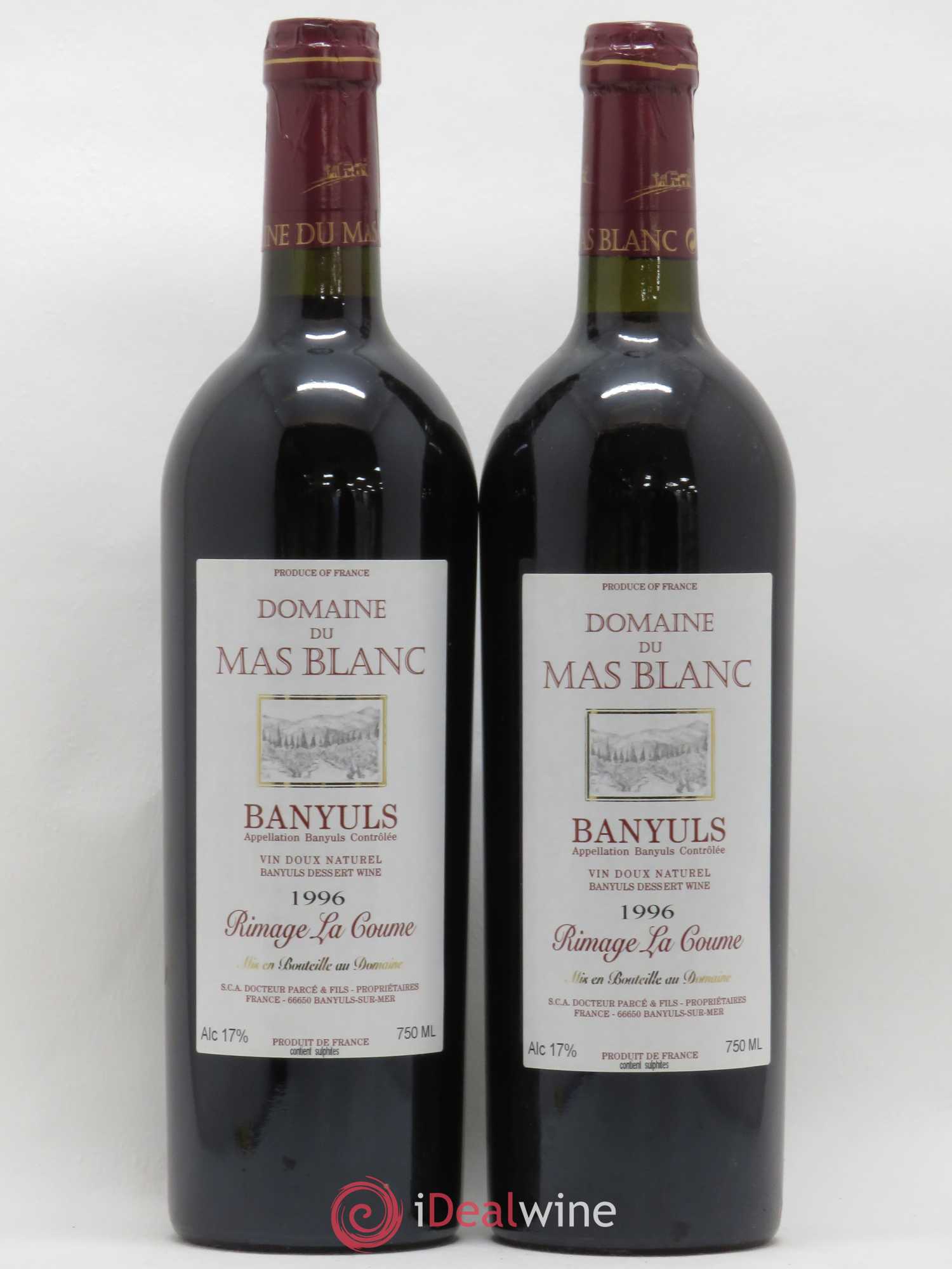 Banyuls Rimage La Coume Mas Blanc (Domaine du) - Parcé et Fils 1996 - Lot de 2 bouteilles - 0