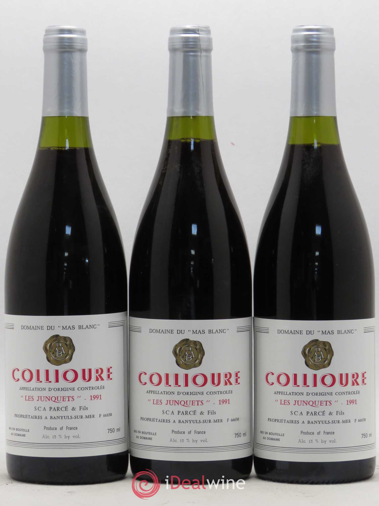 Collioure Les Junquets Domaine du Mas Blanc 1991 - Posten von 3 Flaschen - 0