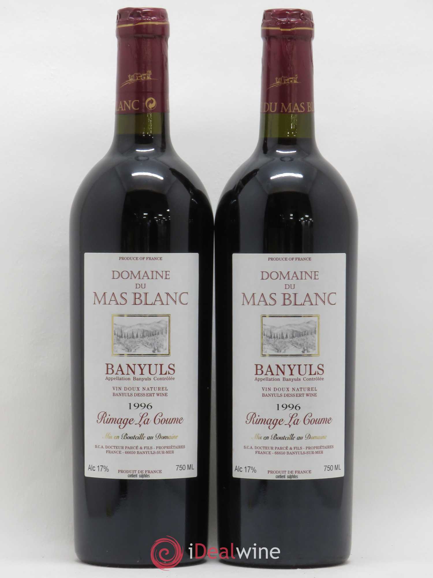 Banyuls Rimage La Coume Mas Blanc (Domaine du) - Parcé et Fils 1996 - Lot de 2 bouteilles - 0
