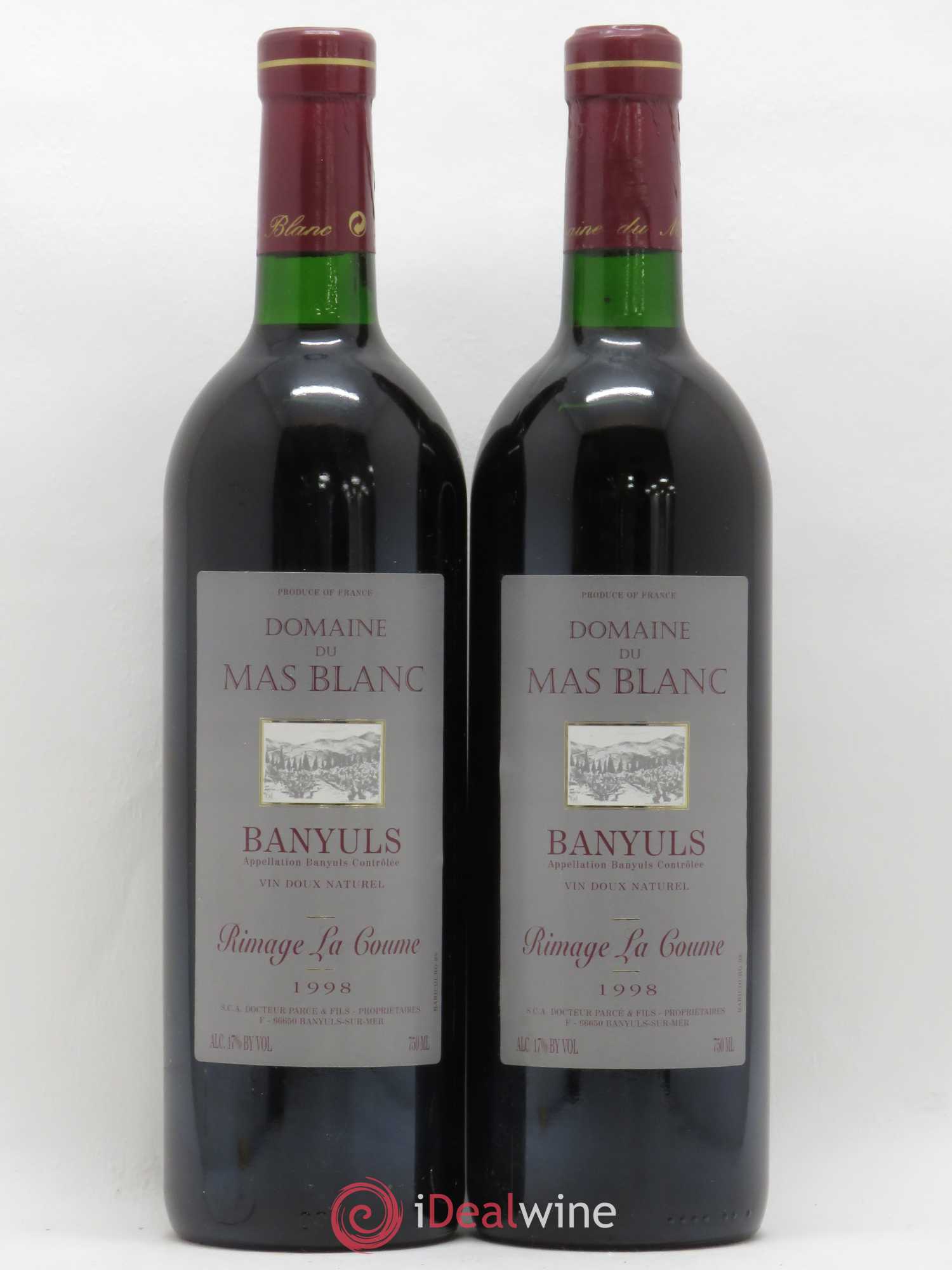 Banyuls Rimage La Coume Mas Blanc (Domaine du) - Parcé et Fils 1998 - Lot de 2 bouteilles - 0
