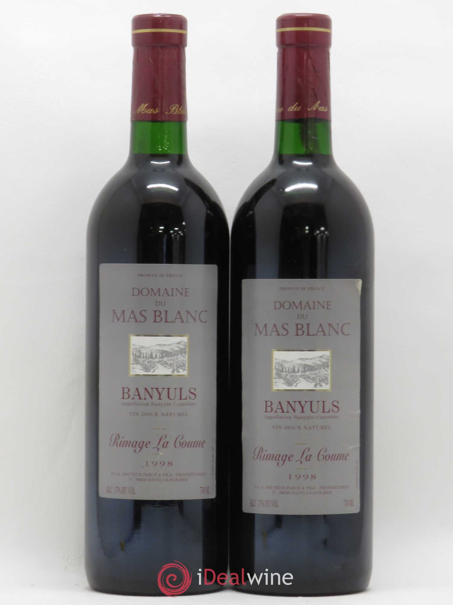 Banyuls Rimage La Coume Mas Blanc (Domaine du) - Parcé et Fils 1998 - Lot de 2 bouteilles - 0