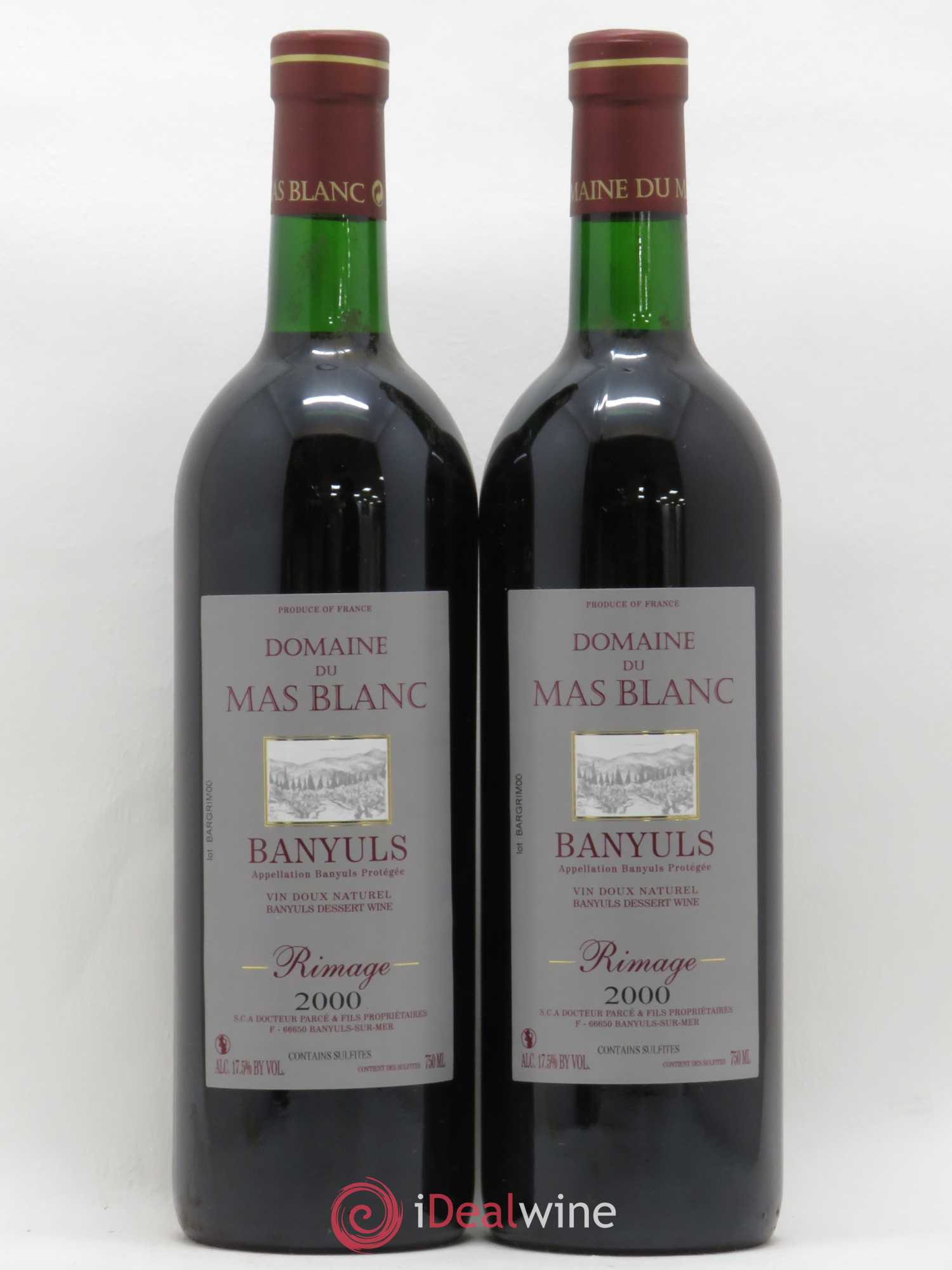 Banyuls Rimage Mas Blanc (Domaine du) - Parcé et Fils 2000 - Posten von 2 Flaschen - 0