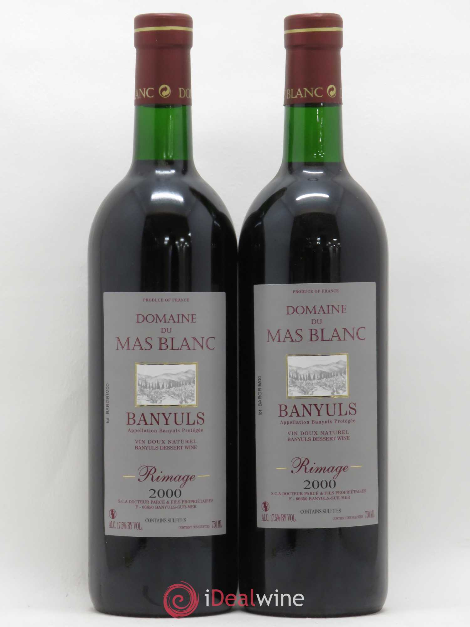 Banyuls Rimage Mas Blanc (Domaine du) - Parcé et Fils 2000 - Posten von 2 Flaschen - 0
