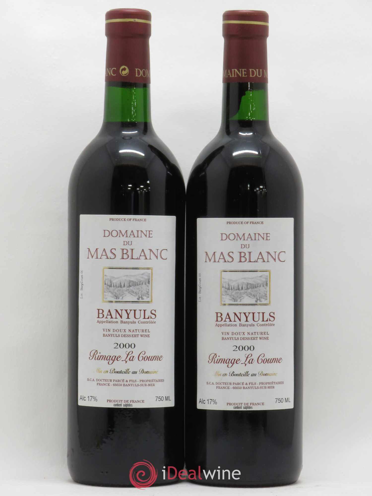 Banyuls Rimage La Coume Mas Blanc (Domaine du) - Parcé et Fils 2000 - Lot de 2 bouteilles - 0