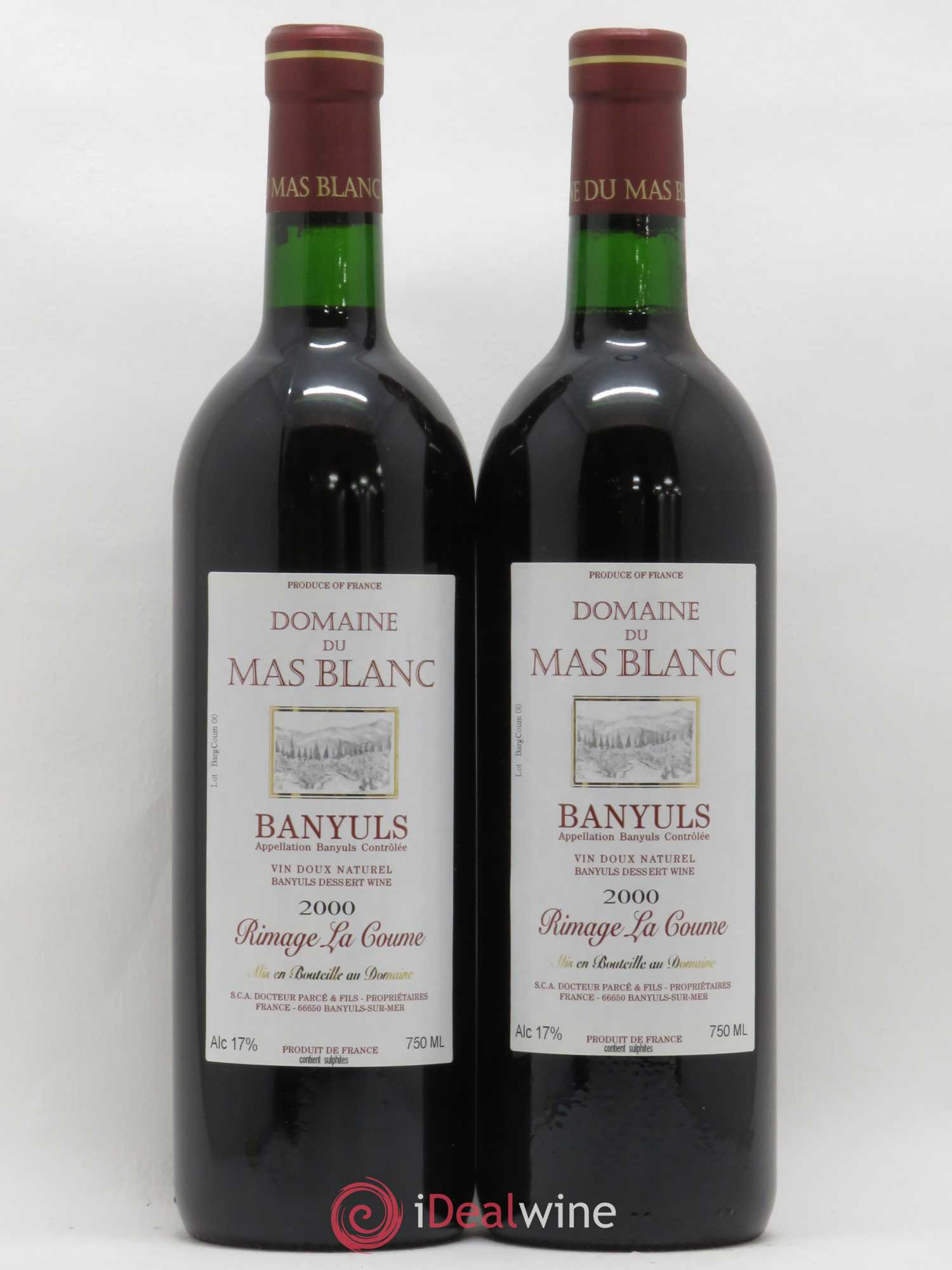 Banyuls Rimage La Coume Mas Blanc (Domaine du) - Parcé et Fils 2000 - Lot de 2 bouteilles - 0