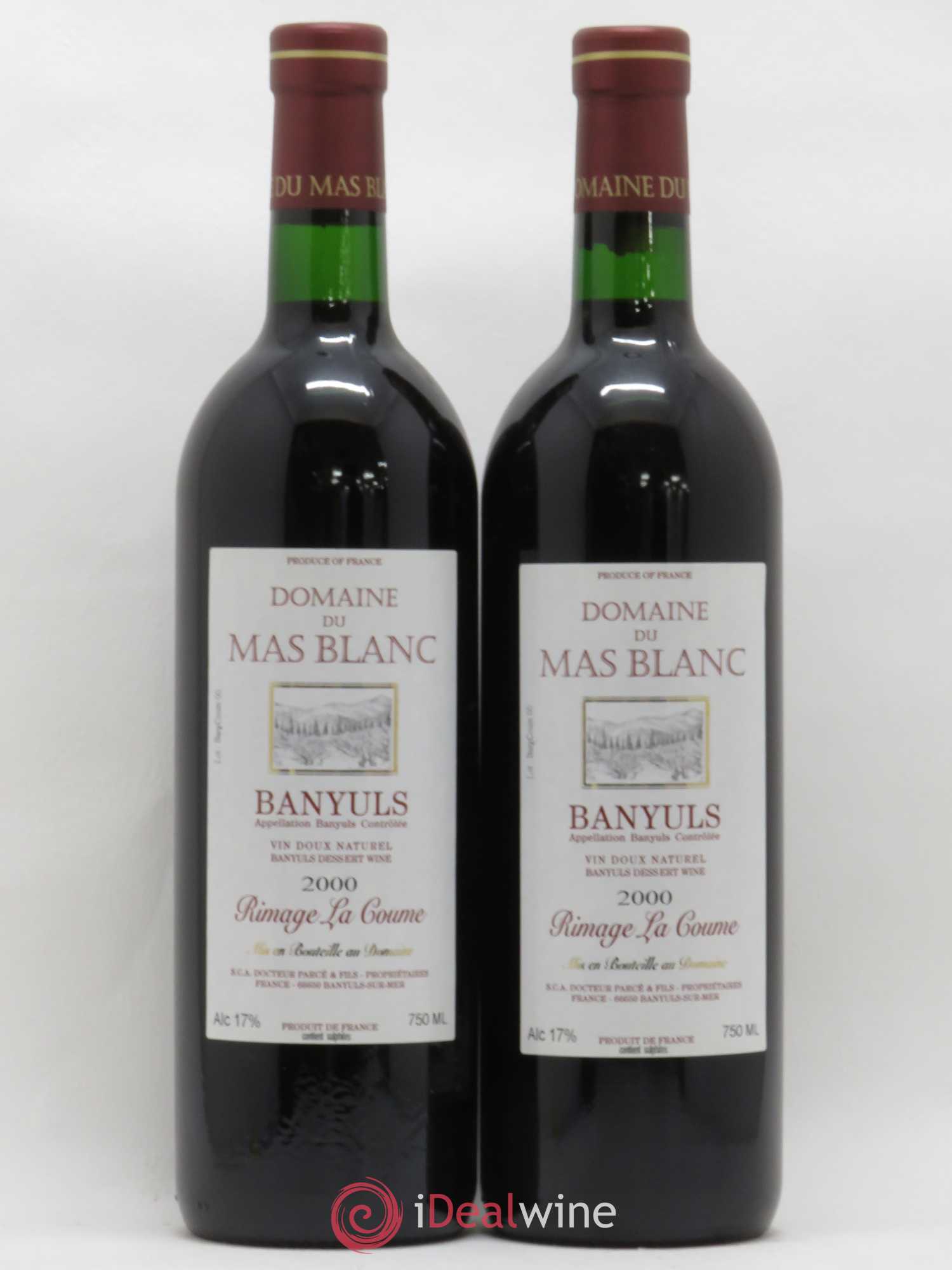 Banyuls Rimage La Coume Mas Blanc (Domaine du) - Parcé et Fils 2000 - Lot de 2 bouteilles - 0