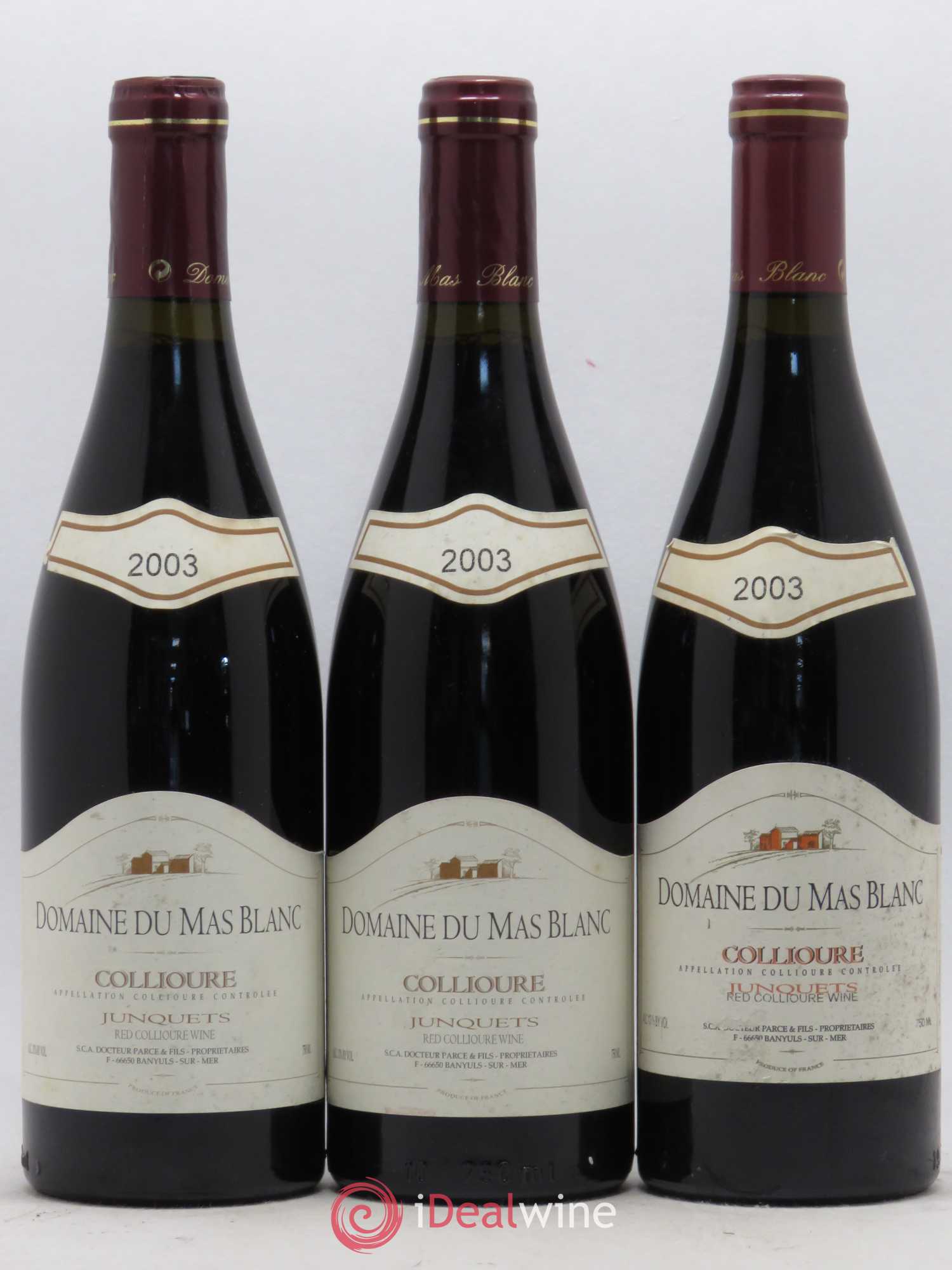 Collioure Les Junquets Domaine du Mas Blanc 2003 - Posten von 6 Flaschen - 2