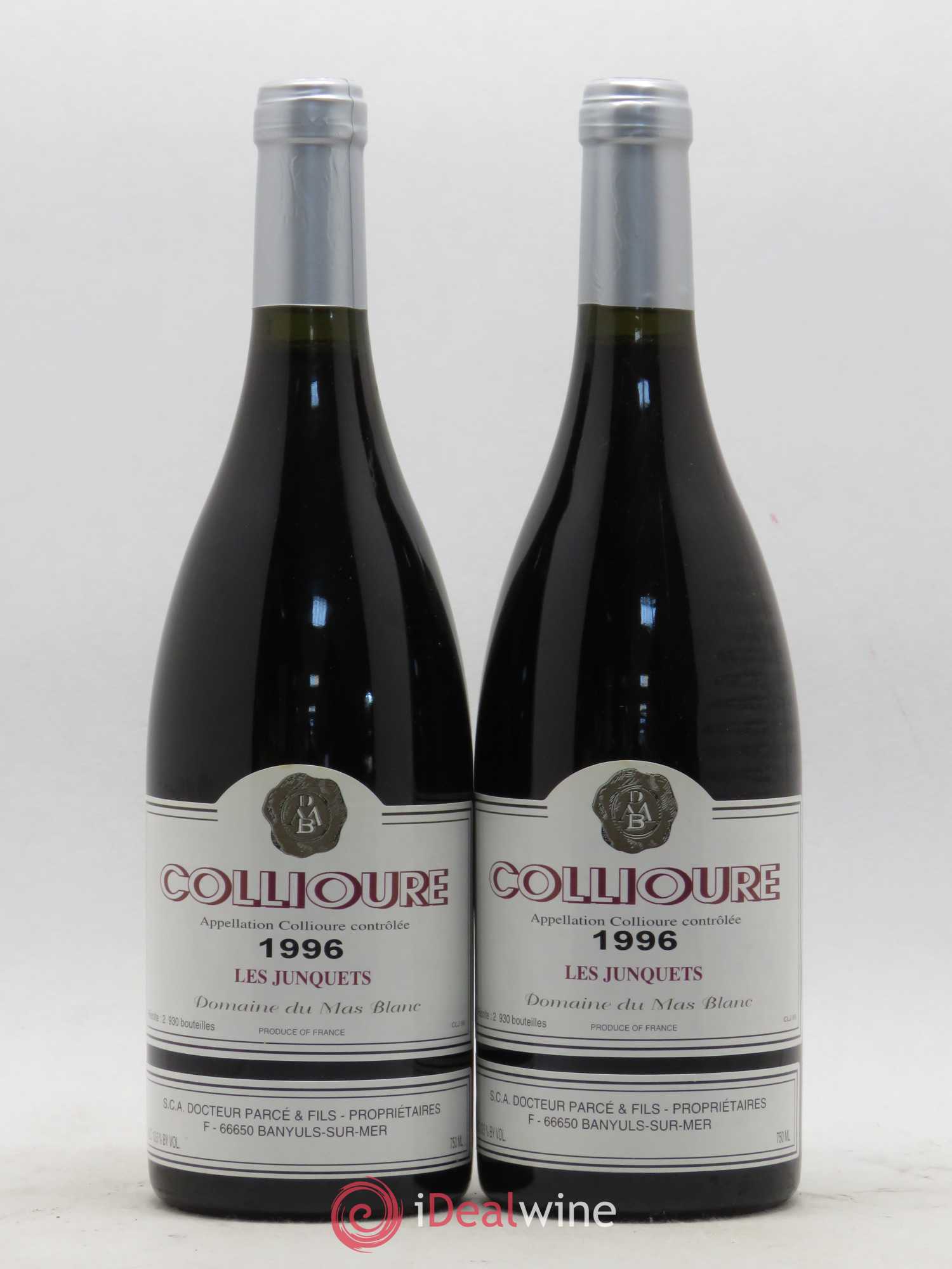 Collioure Les Junquets Domaine du Mas Blanc 1996 - Posten von 2 Flaschen - 0