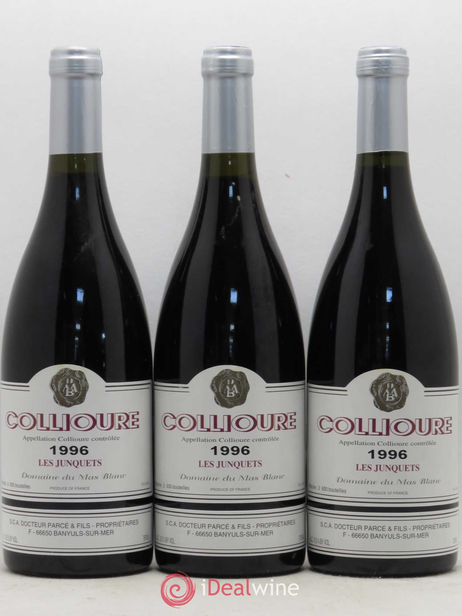 Collioure Les Junquets Domaine du Mas Blanc 1996 - Posten von 6 Flaschen - 2