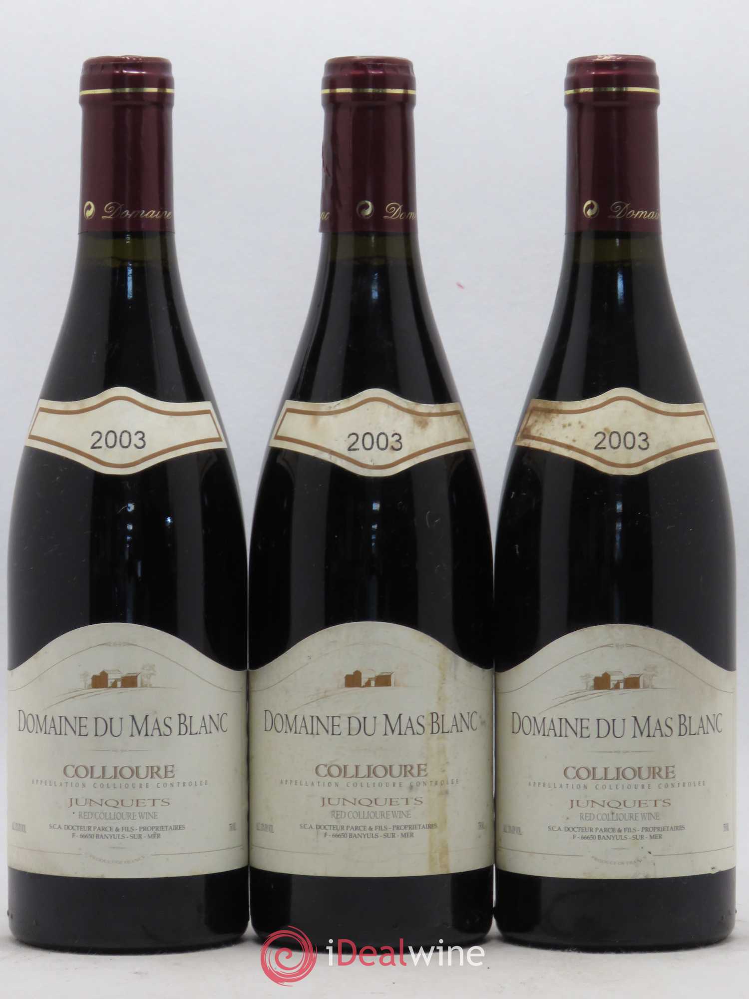 Collioure Les Junquets Domaine du Mas Blanc 2003 - Posten von 6 Flaschen - 1