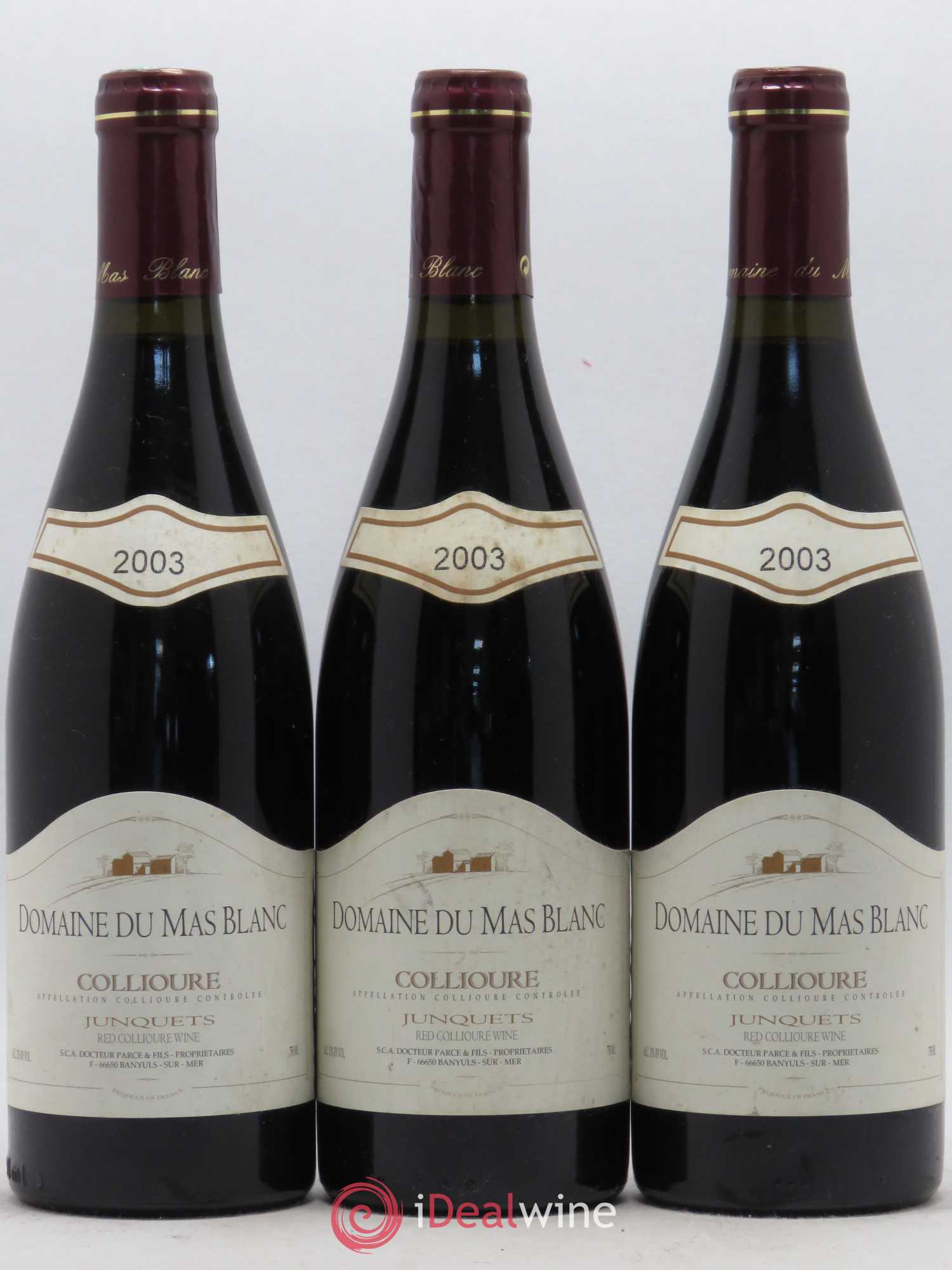 Collioure Les Junquets Domaine du Mas Blanc 2003 - Posten von 6 Flaschen - 2
