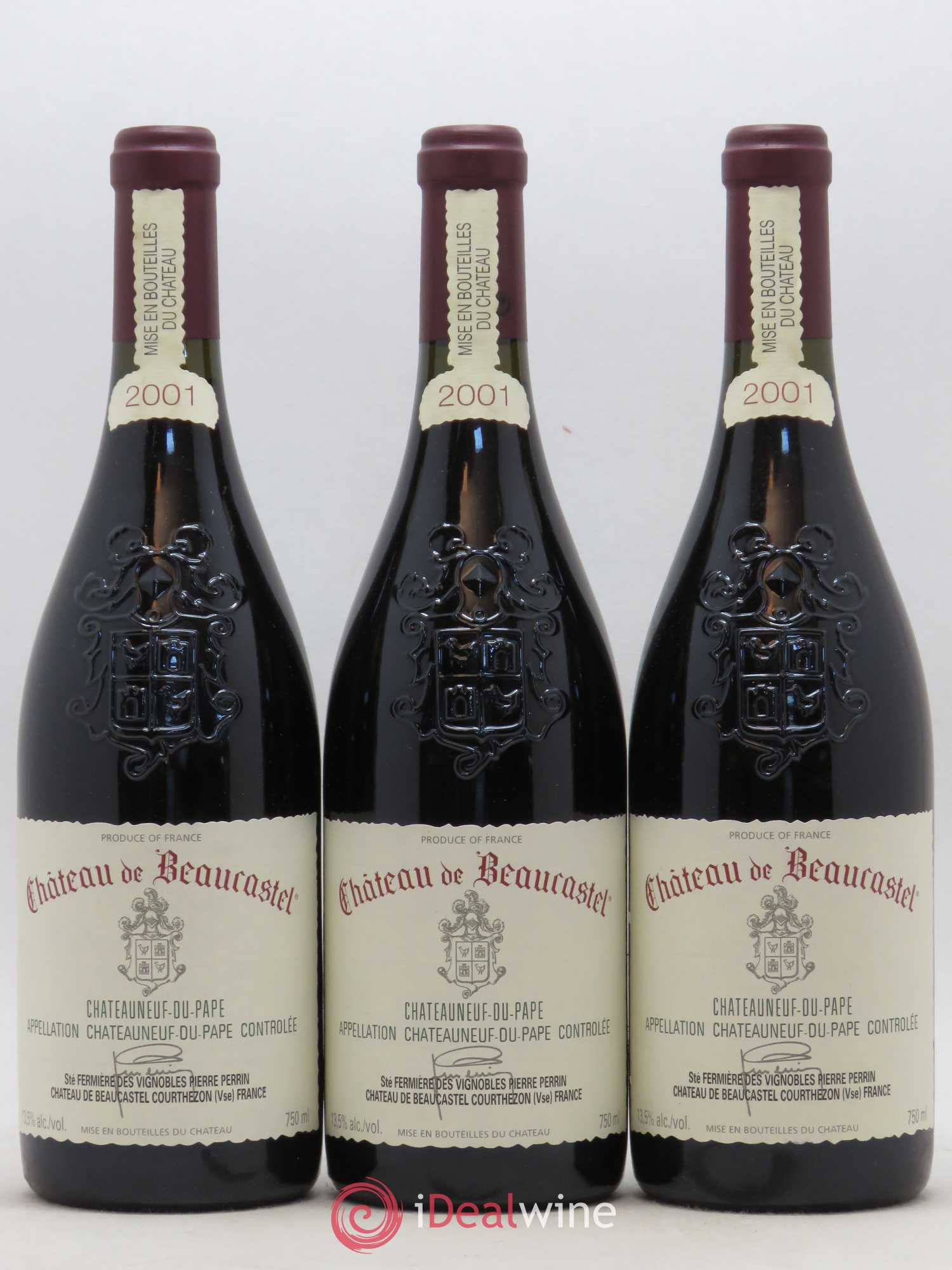 Châteauneuf-du-Pape Château de Beaucastel Famille Perrin 2001 - Lot de 3 bouteilles - 0