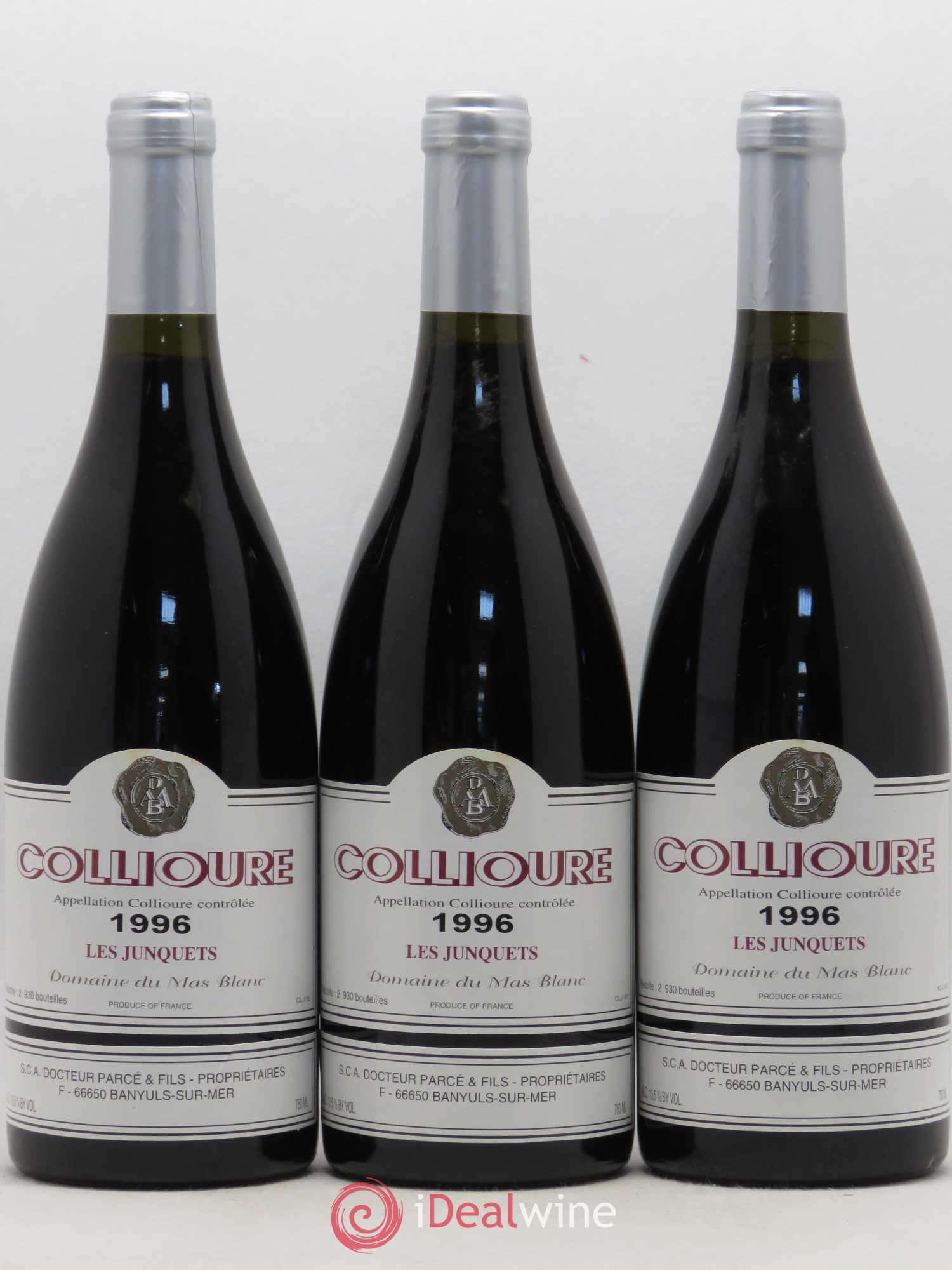 Collioure Les Junquets Domaine du Mas Blanc 1996 - Posten von 3 Flaschen - 0