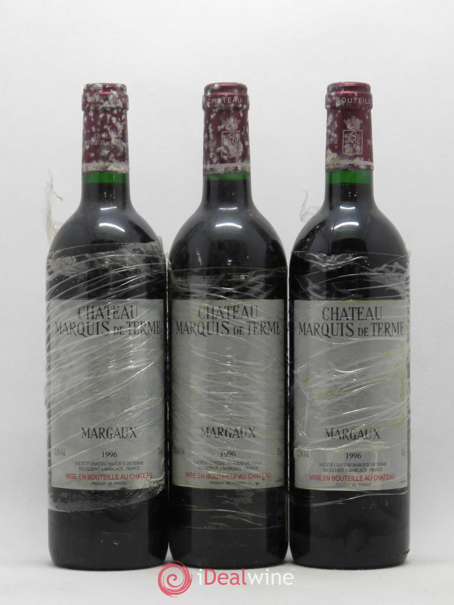 Château Marquis de Terme 4ème Grand Cru Classé 1996 - Lot de 3 bouteilles - 0