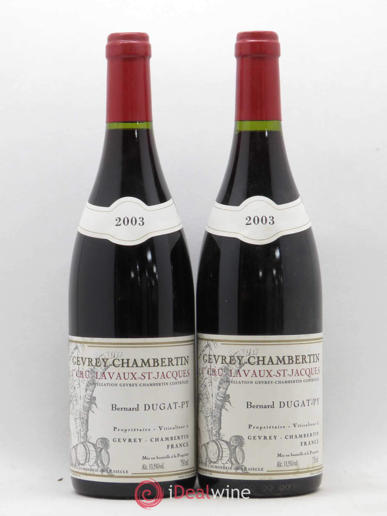 Gevrey-Chambertin 1er Cru Lavaux Saint Jacques Dugat-Py 2003 - Lot de 2 bouteilles - 0