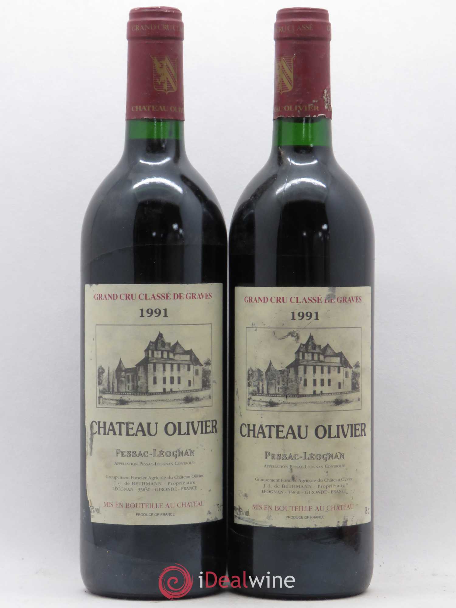 Château Olivier Cru Classé de Graves 1991 - Lot de 2 bouteilles - 0