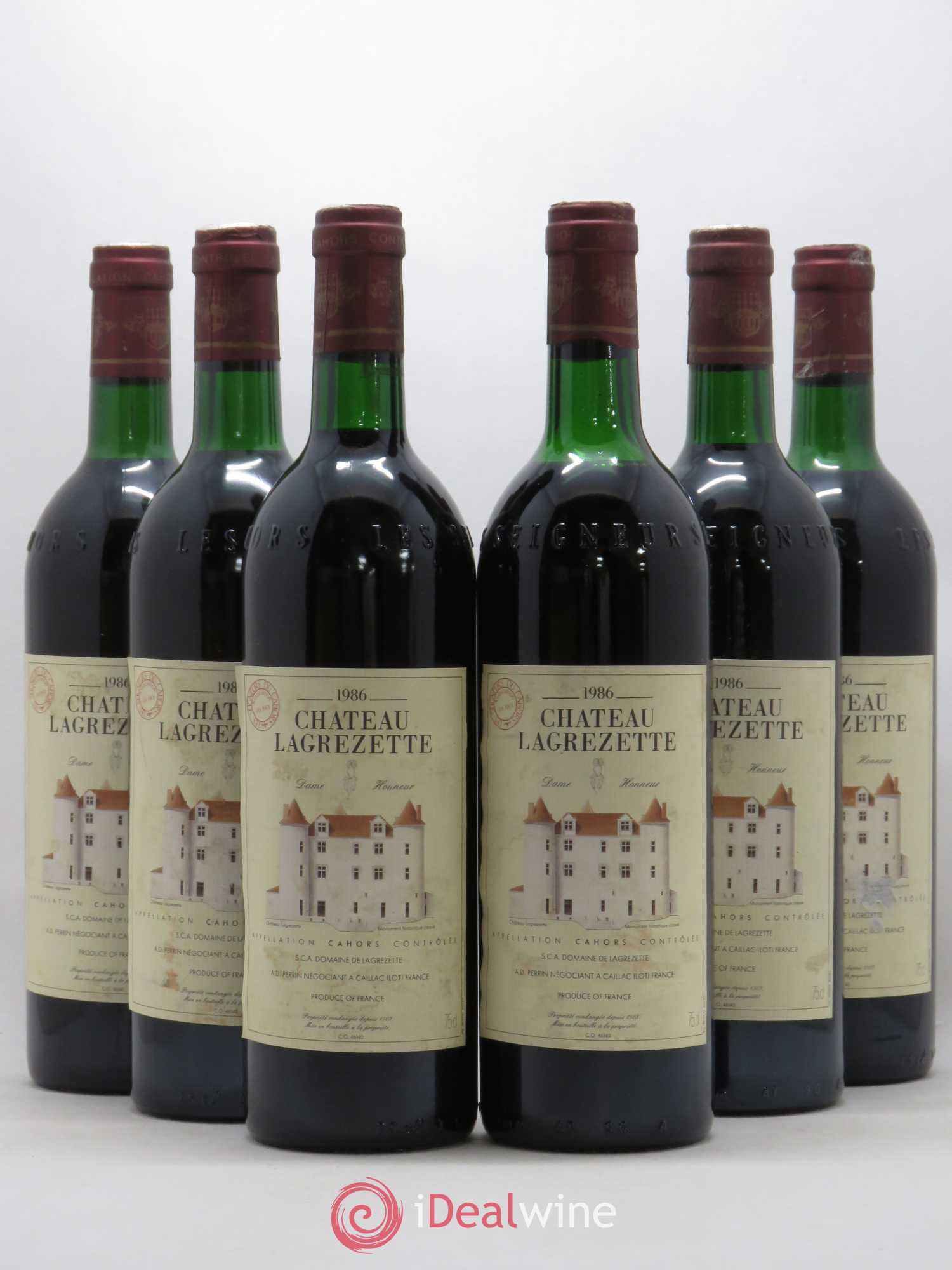 Cahors Château Lagrezette Alain Dominique Perrin 1986 - Lot de 6 bouteilles - 0