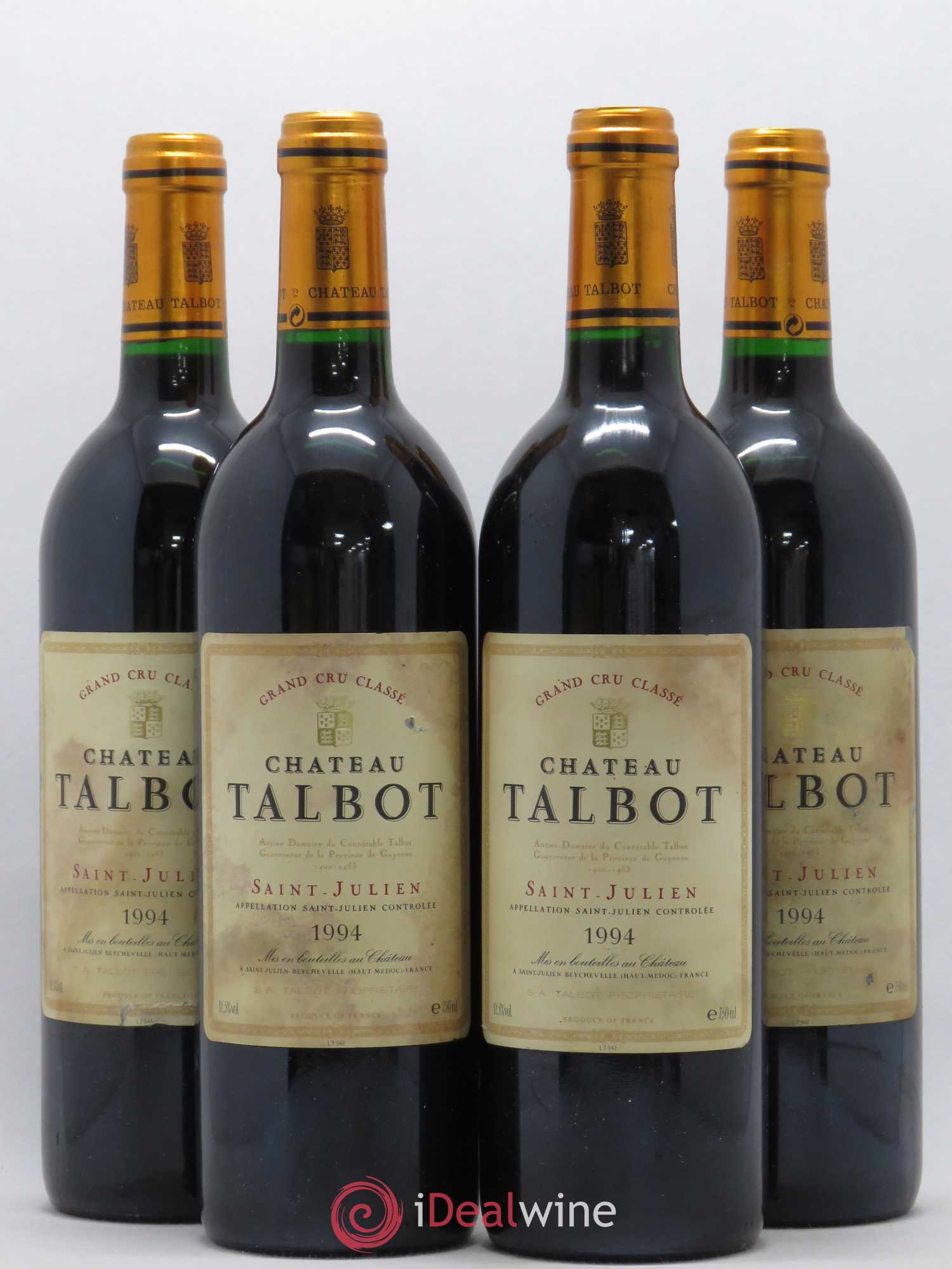 Château Talbot 4ème Grand Cru Classé 1994 - Lot de 4 bouteilles - 0