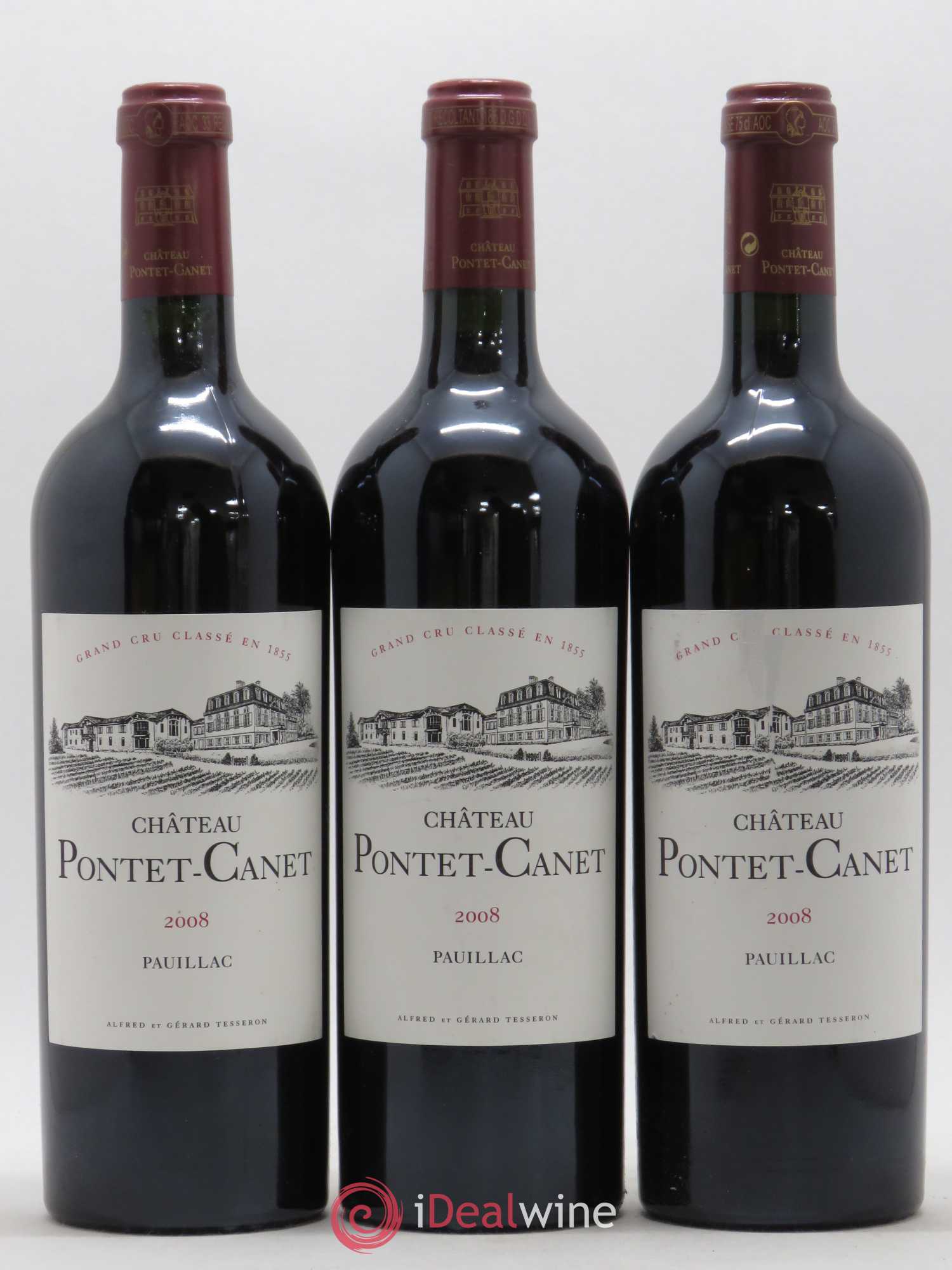 Château Pontet Canet 5ème Grand Cru Classé 2008 - Lot de 3 bouteilles - 0