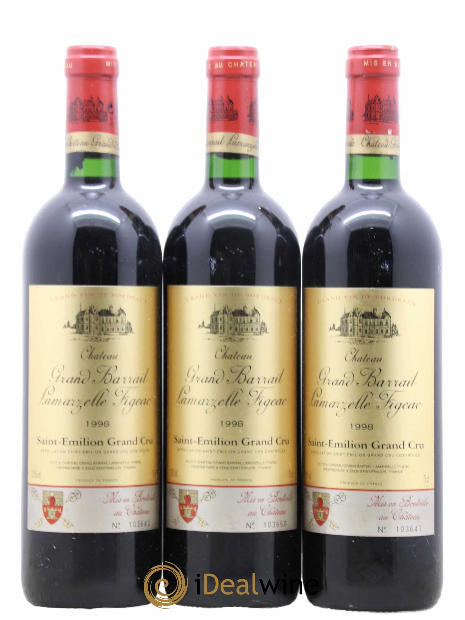 Château Grand Barrail Lamarzelle Figeac Grand Cru Classé 1998 - Lot de 12 bouteilles - 1