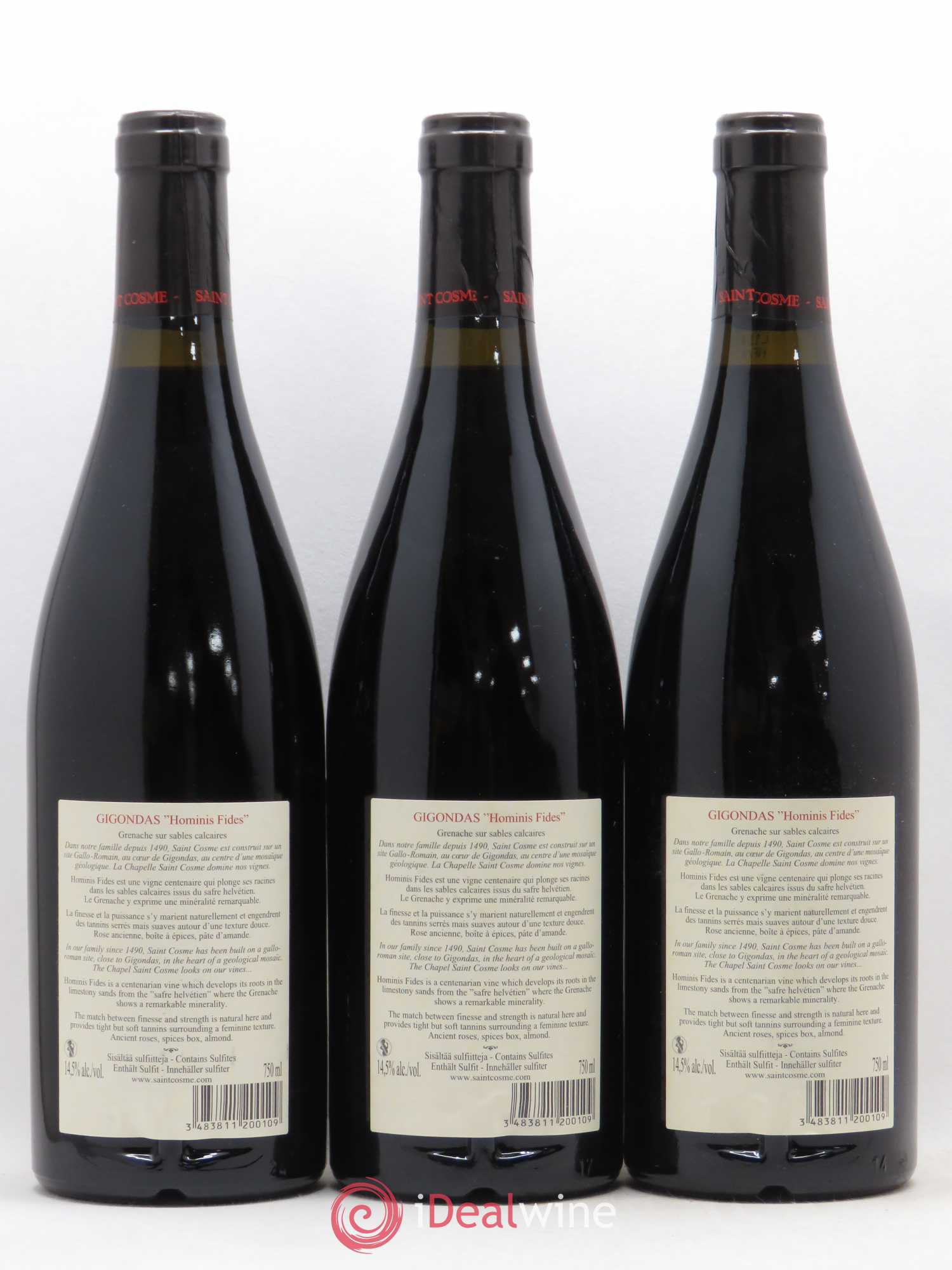 Gigondas Hominis Fides Saint Cosme 2010 - Lot de 3 bouteilles - 1
