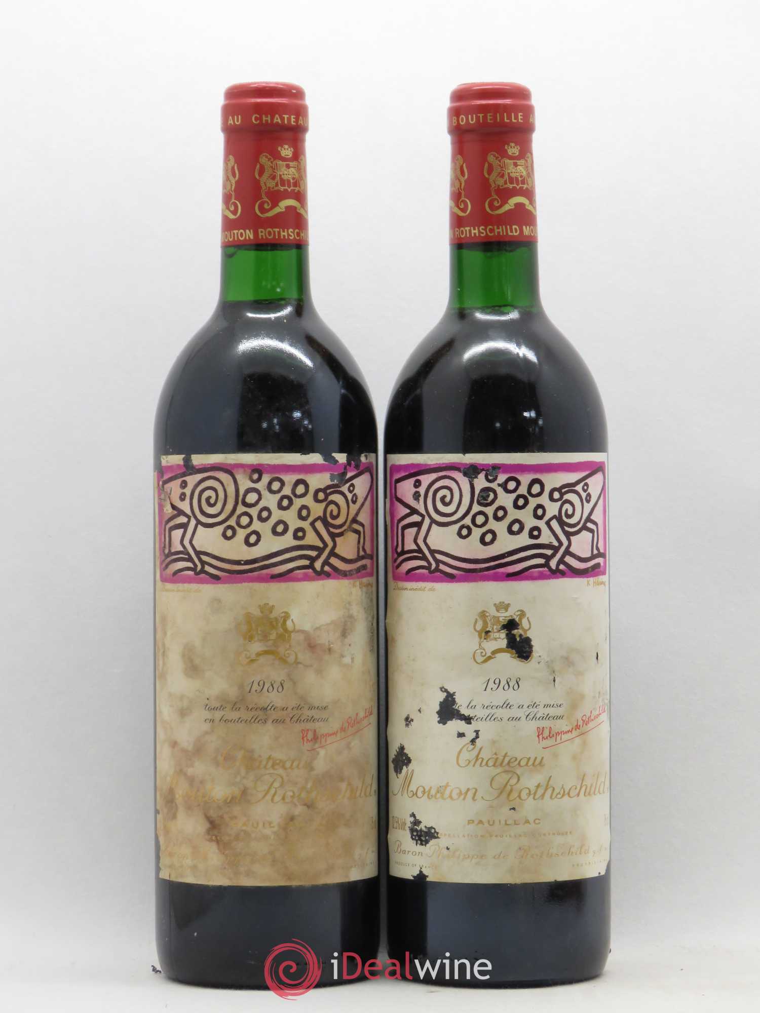 Château Mouton Rothschild 1er Grand Cru Classé 1988 - Lot de 2 bouteilles - 0