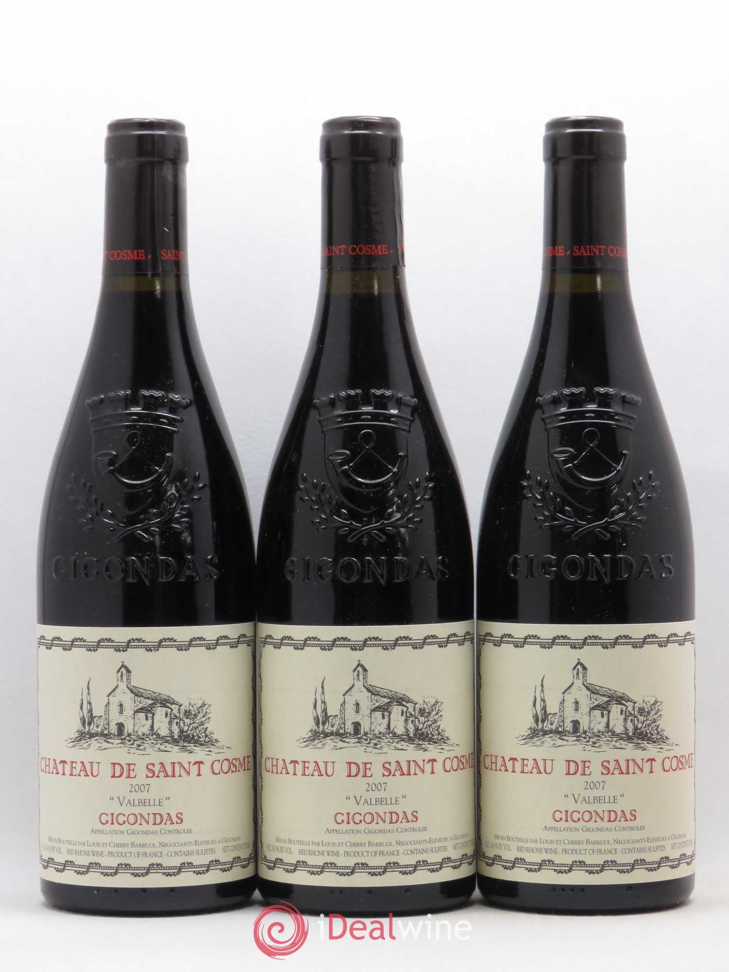 Gigondas Valbelle Saint Cosme 2007 - Lot de 3 bouteilles - 0