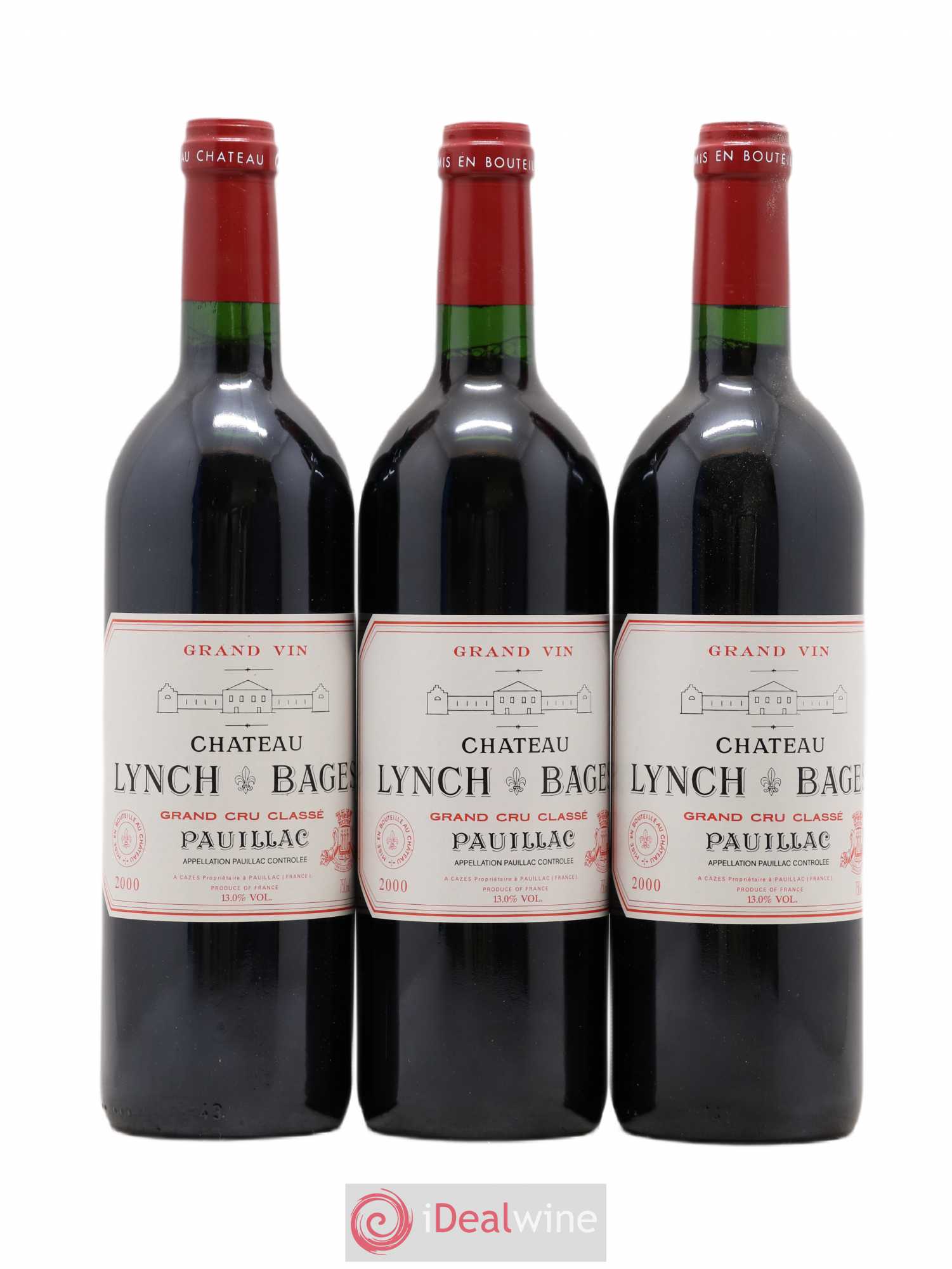 Château Lynch Bages 5ème Grand Cru Classé 2000 - Lot de 3 bouteilles - 0