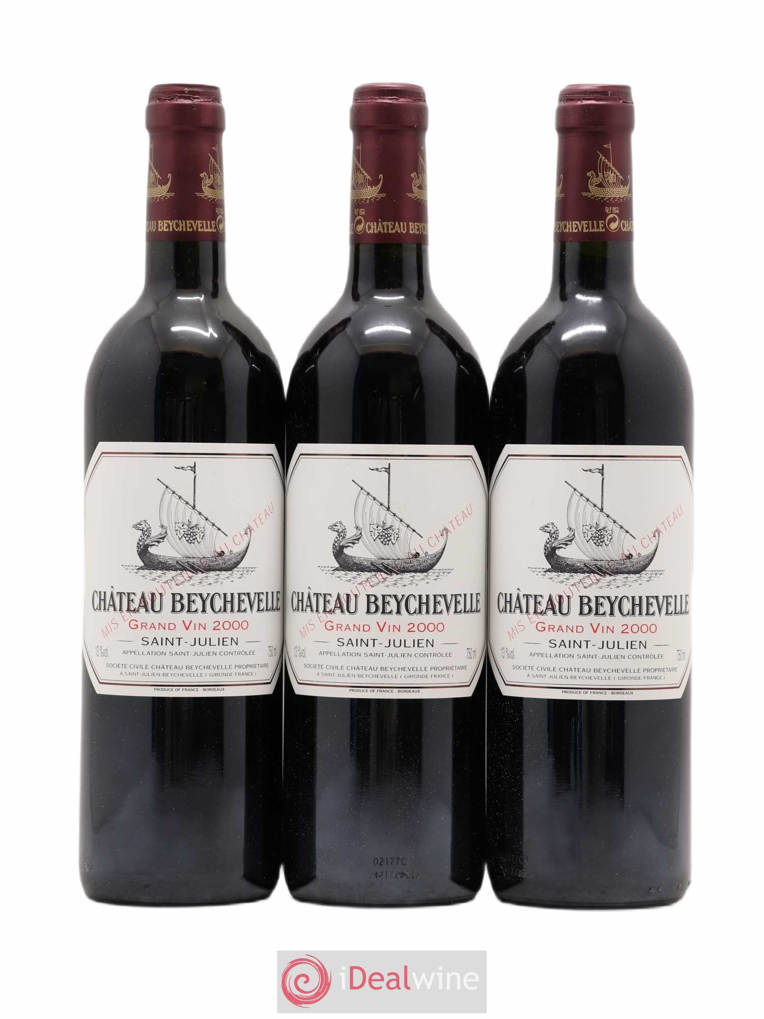 Château Beychevelle 4ème Grand Cru Classé 2000 - Lot de 3 bouteilles - 0