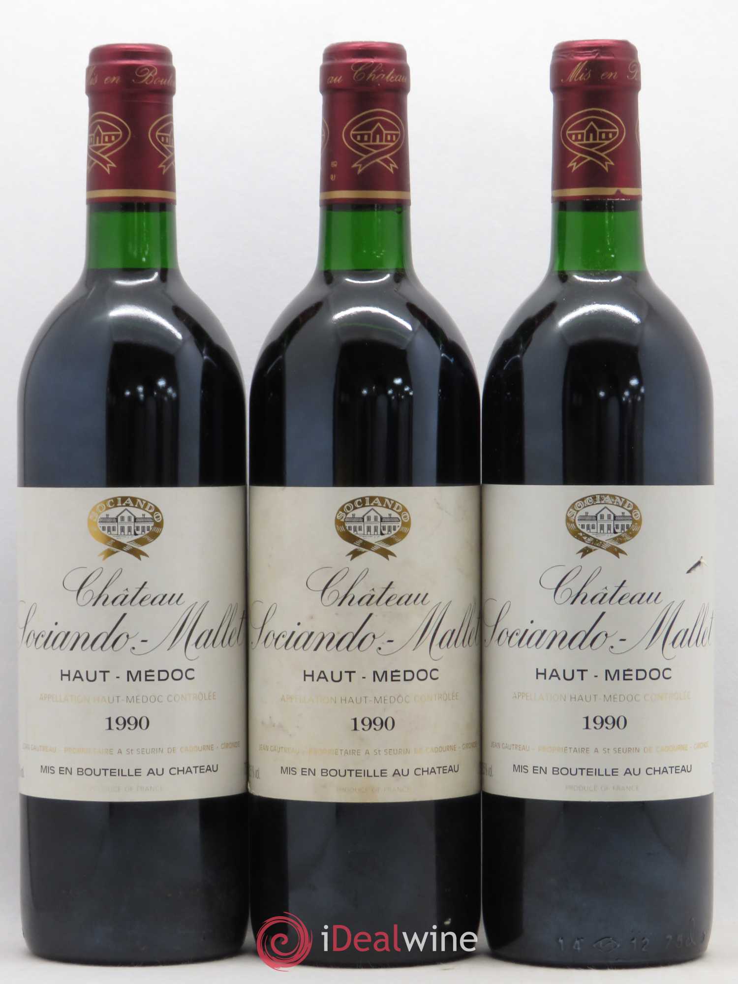 Château Sociando Mallet 1990 - Lot de 9 bouteilles - 2