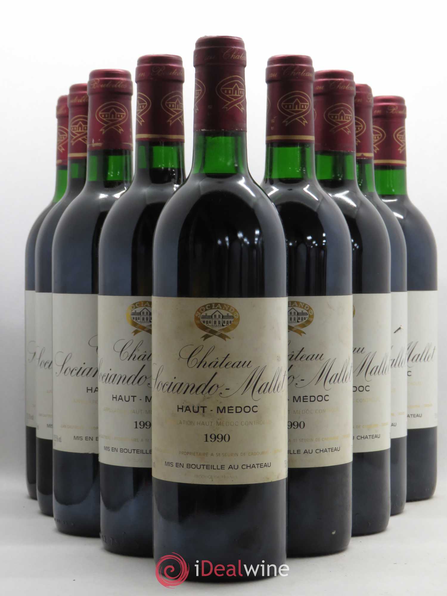 Château Sociando Mallet 1990 - Lot de 9 bouteilles - 0