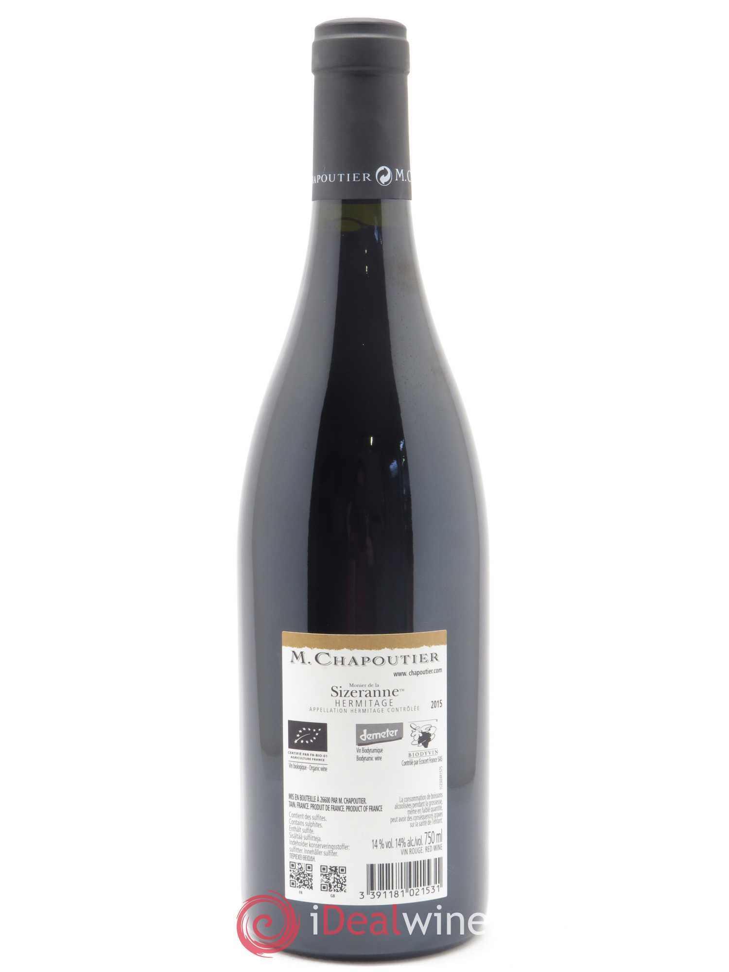Hermitage Monier de La Sizeranne Chapoutier 2015 - Lot de 1 bouteille - 1