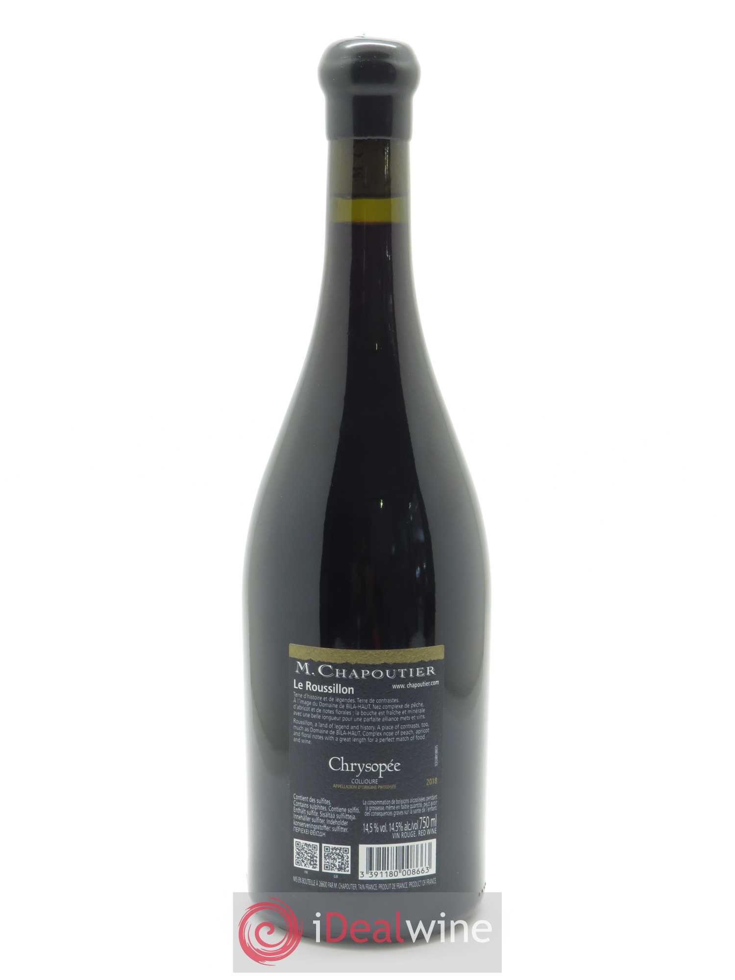 Collioure Bila-Haut (Domaine)  Chrysopée Chapoutier 2018 - Lot de 1 bouteille - 1