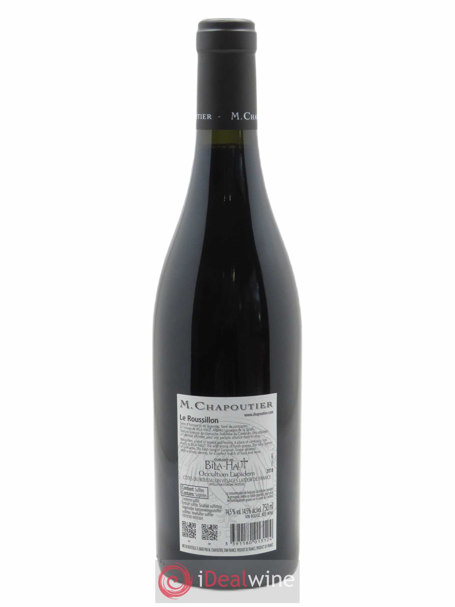 Côtes du Roussillon Villages Latour de France Bila-Haut (Domaine) Occultum Lapidem Chapoutier 2018 - Lot of 1 bottle - 1