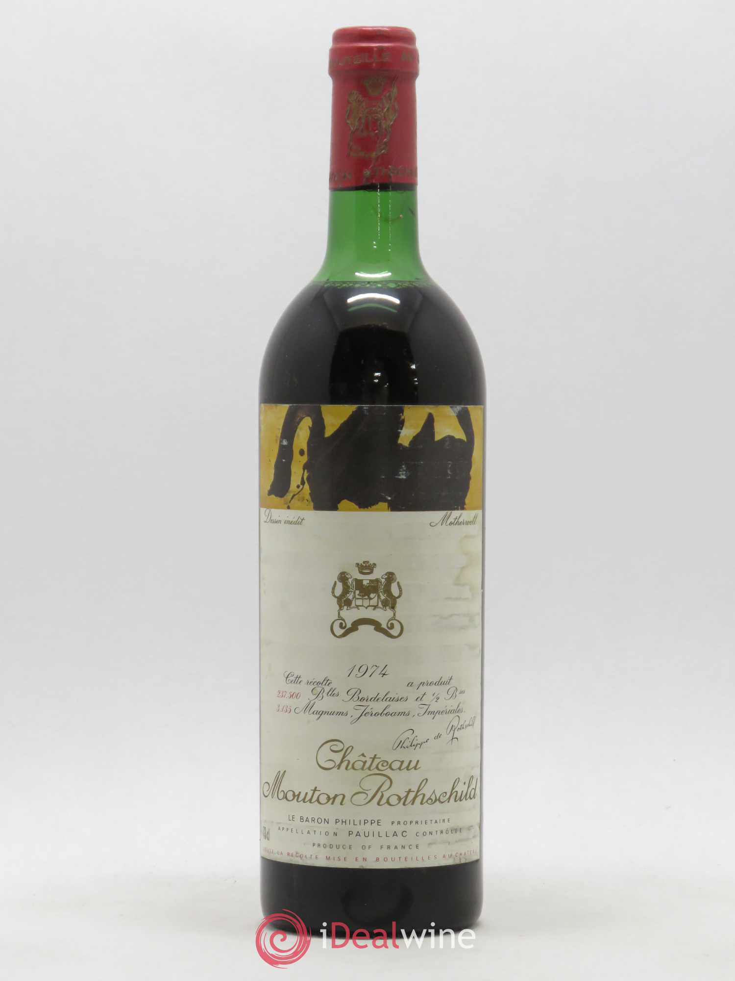 Château Mouton Rothschild 1er Grand Cru Classé 1974 - Lot de 1 bouteille - 0