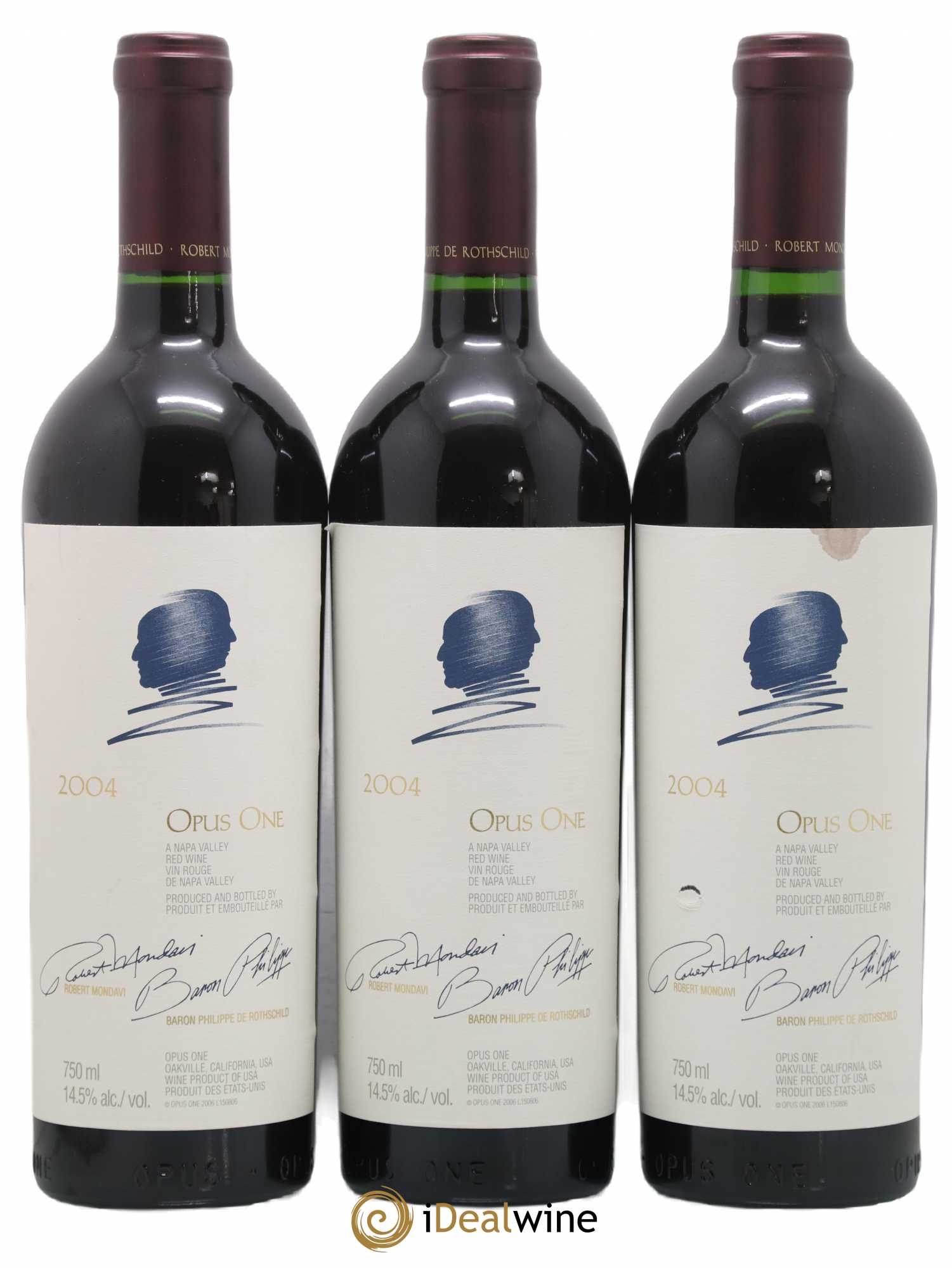 Napa Valley Opus One Robert Mondavi 2004 - Lot de 3 bouteilles - 0