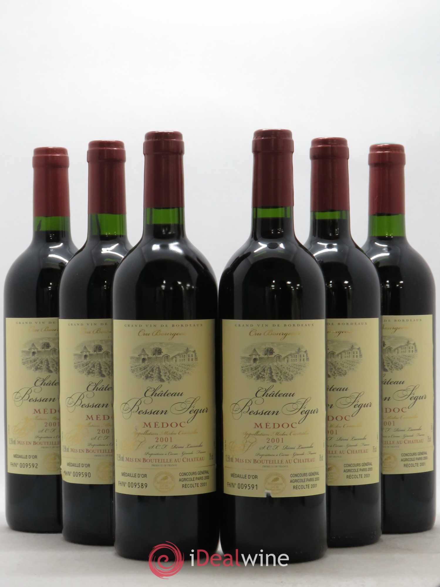 Médoc Château Bessan Segur (sans prix de réserve) 2001 - Posten von 6 Flaschen - 0