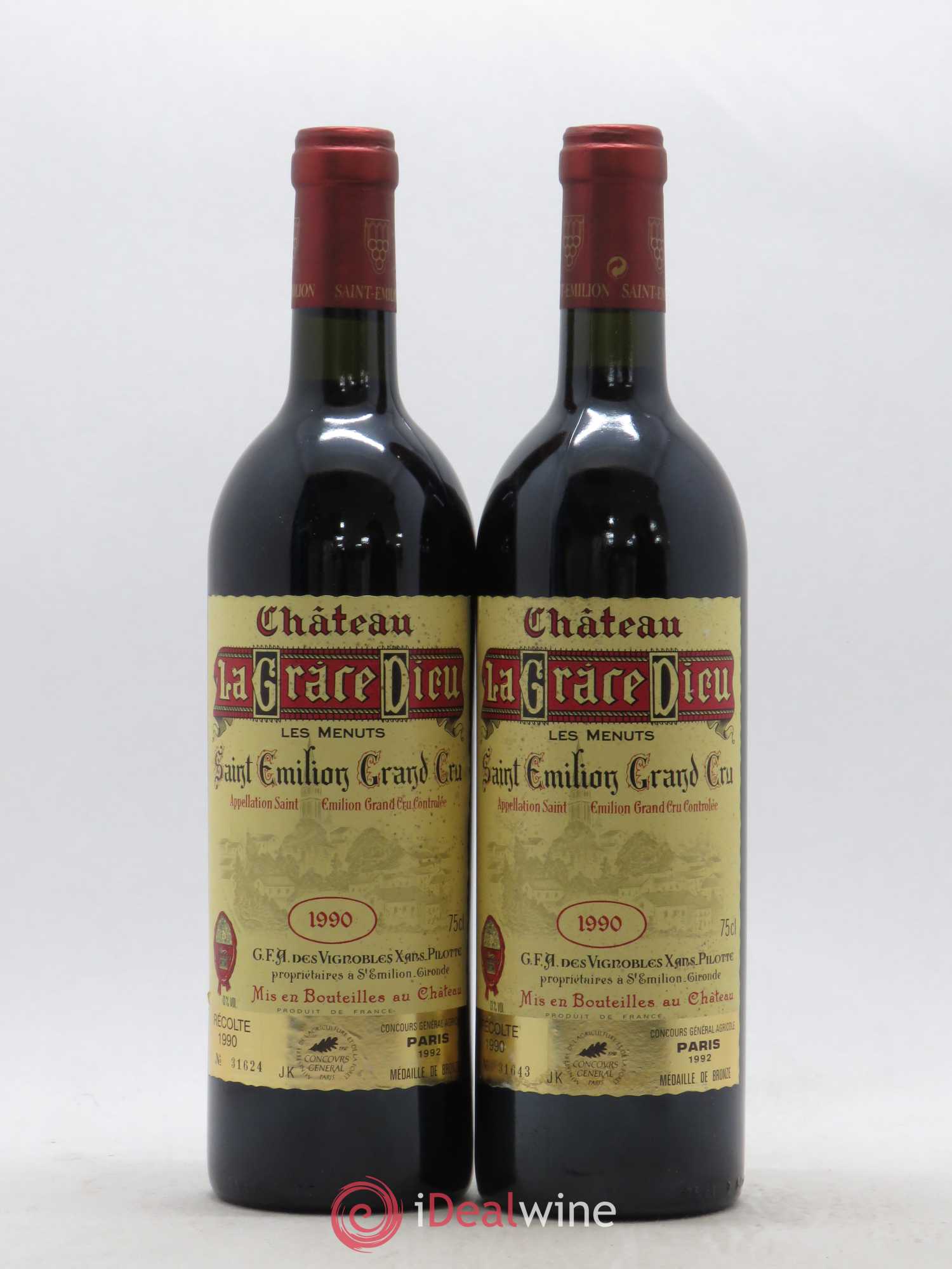 Château la Grâce Dieu Les menuts 1990 - Lot de 2 bouteilles - 0