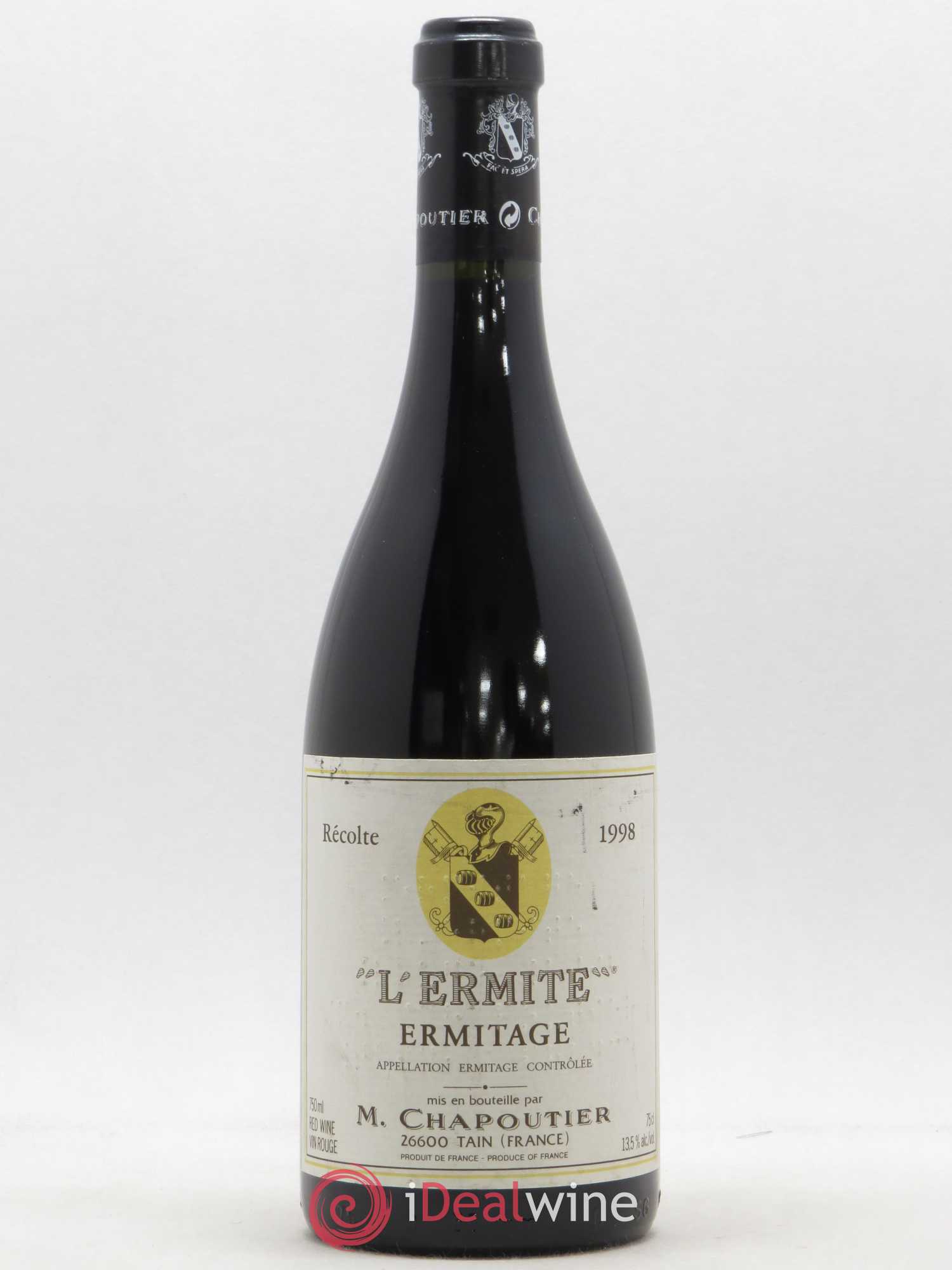 Hermitage Ermitage l'Ermite Chapoutier 1998 - Lot de 1 bouteille - 0