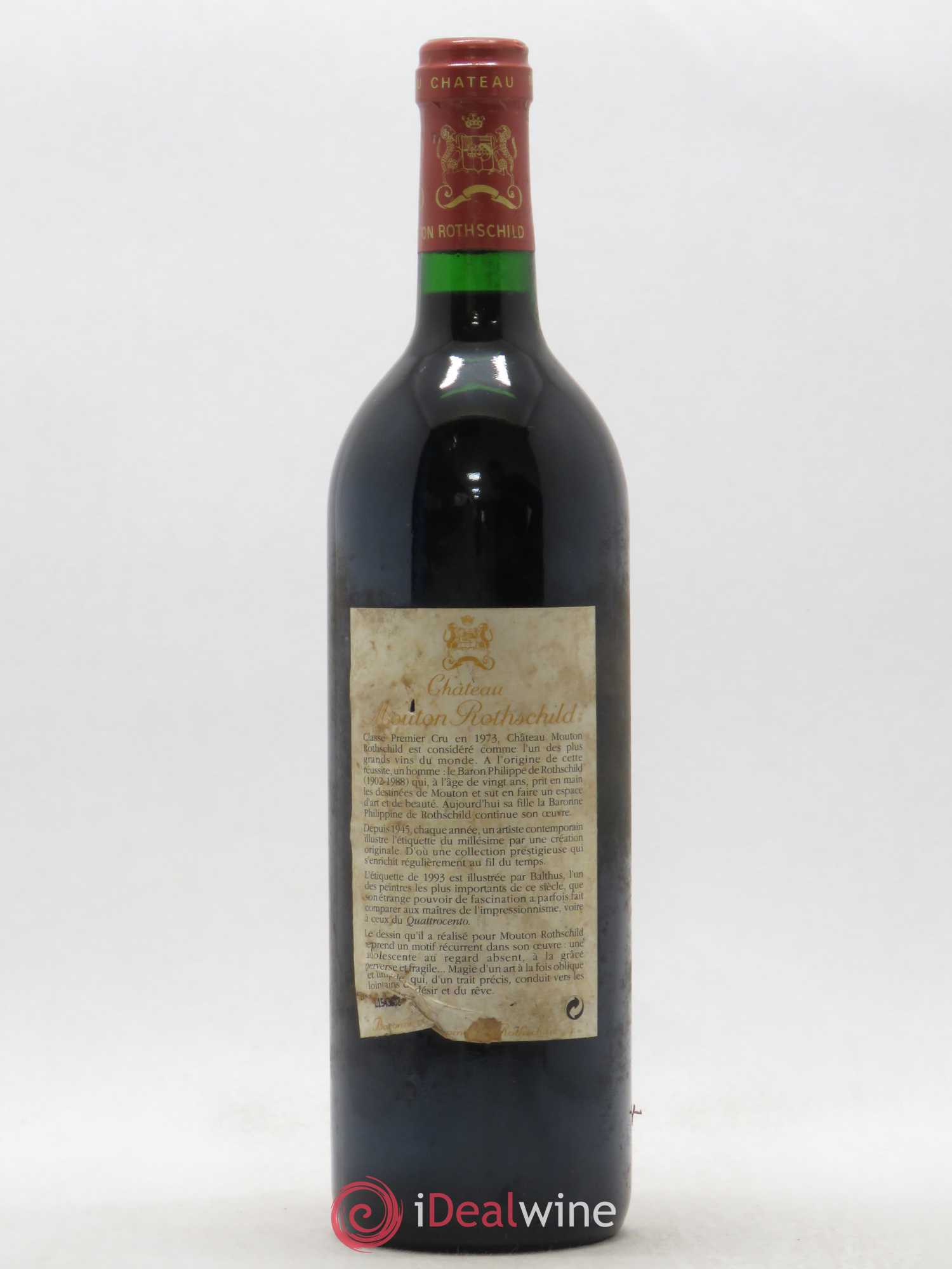 Château Mouton Rothschild 1er Grand Cru Classé 1993 - Lot de 1 bouteille - 1
