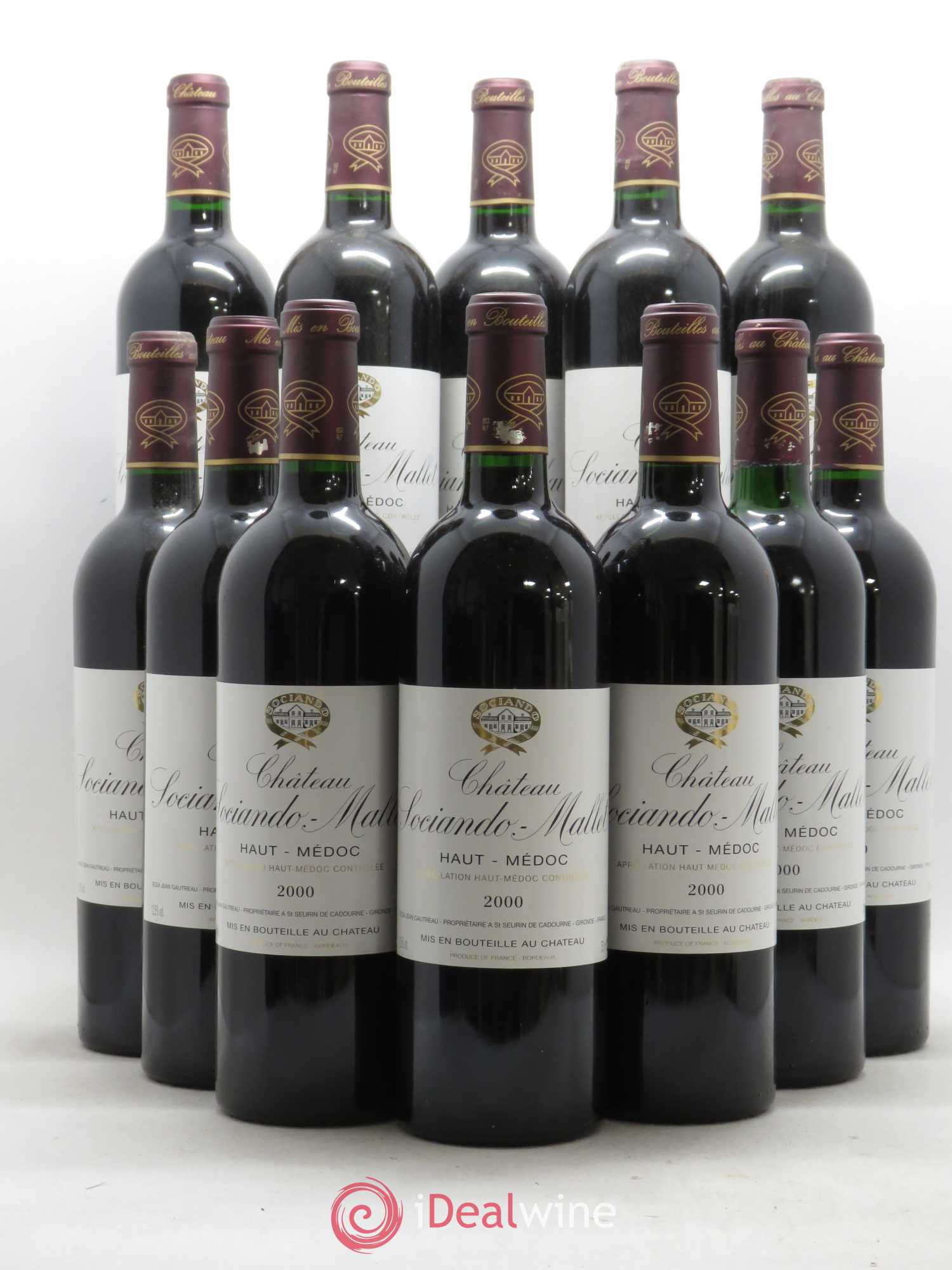 Château Sociando Mallet 2000 - Lot de 12 bouteilles - 0
