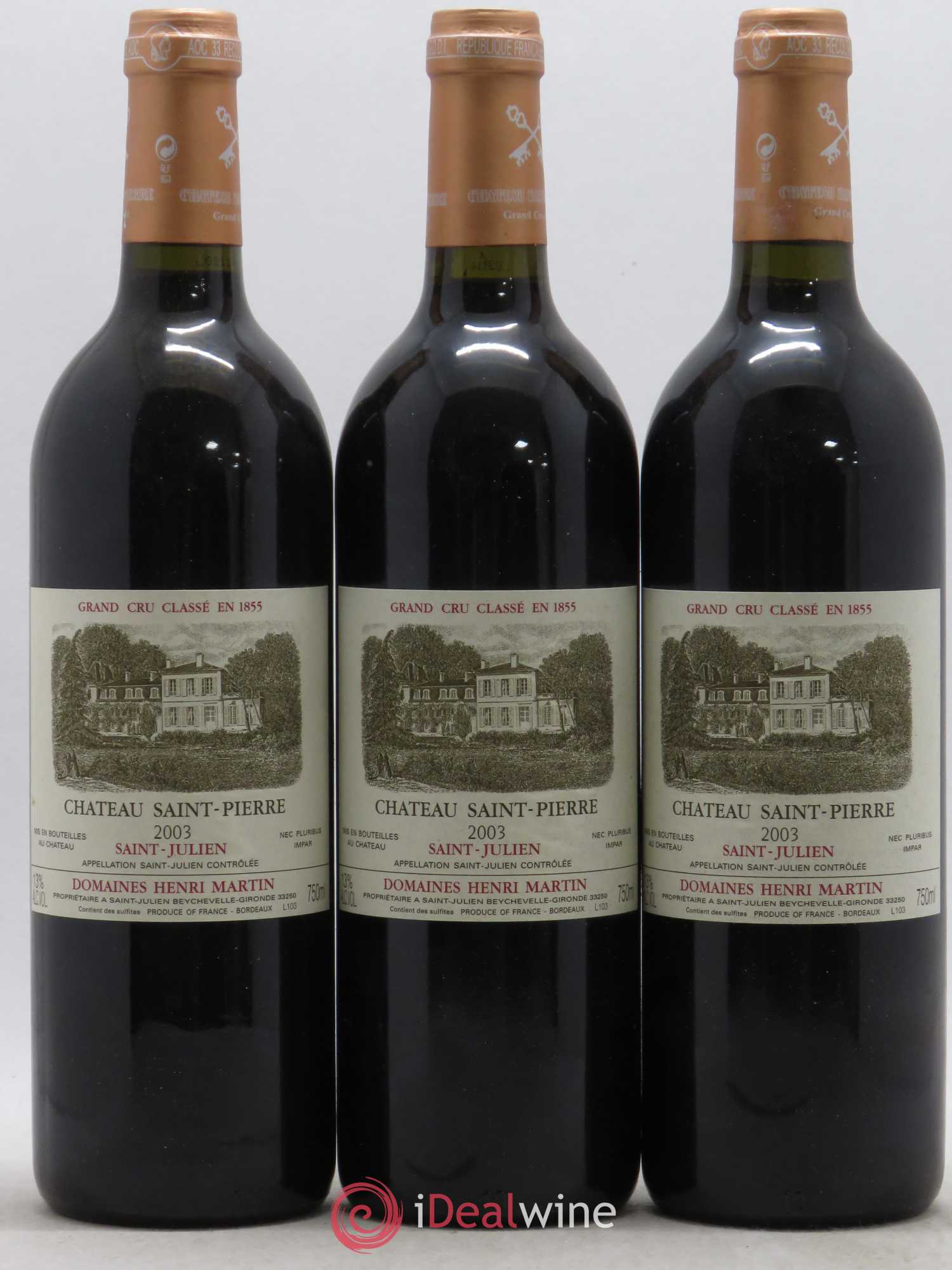 Château Saint-Pierre 4ème Grand Cru Classé 2003 - Lot de 12 bouteilles - 1