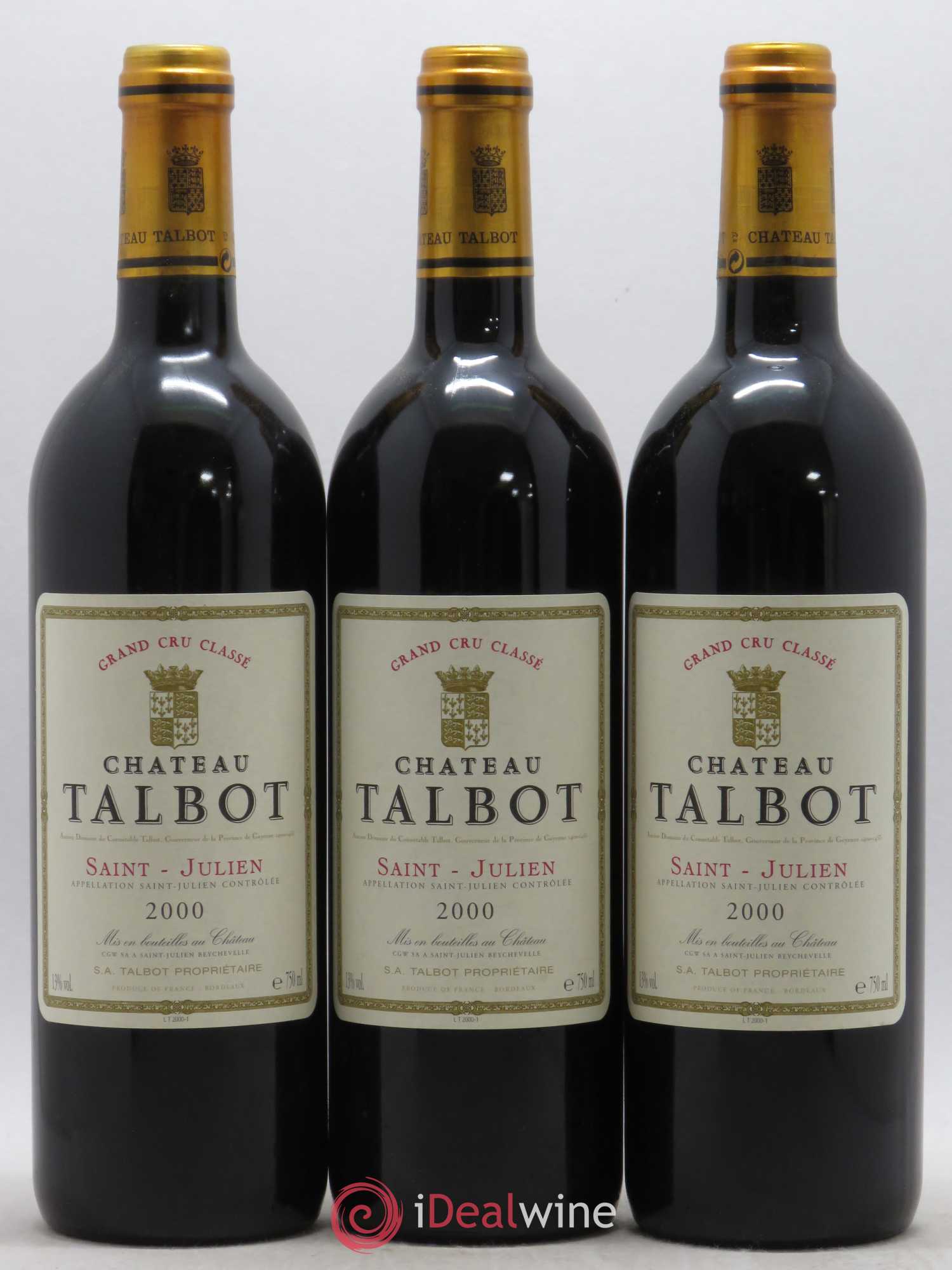 Château Talbot 4ème Grand Cru Classé 2000 - Lot de 12 bouteilles - 1
