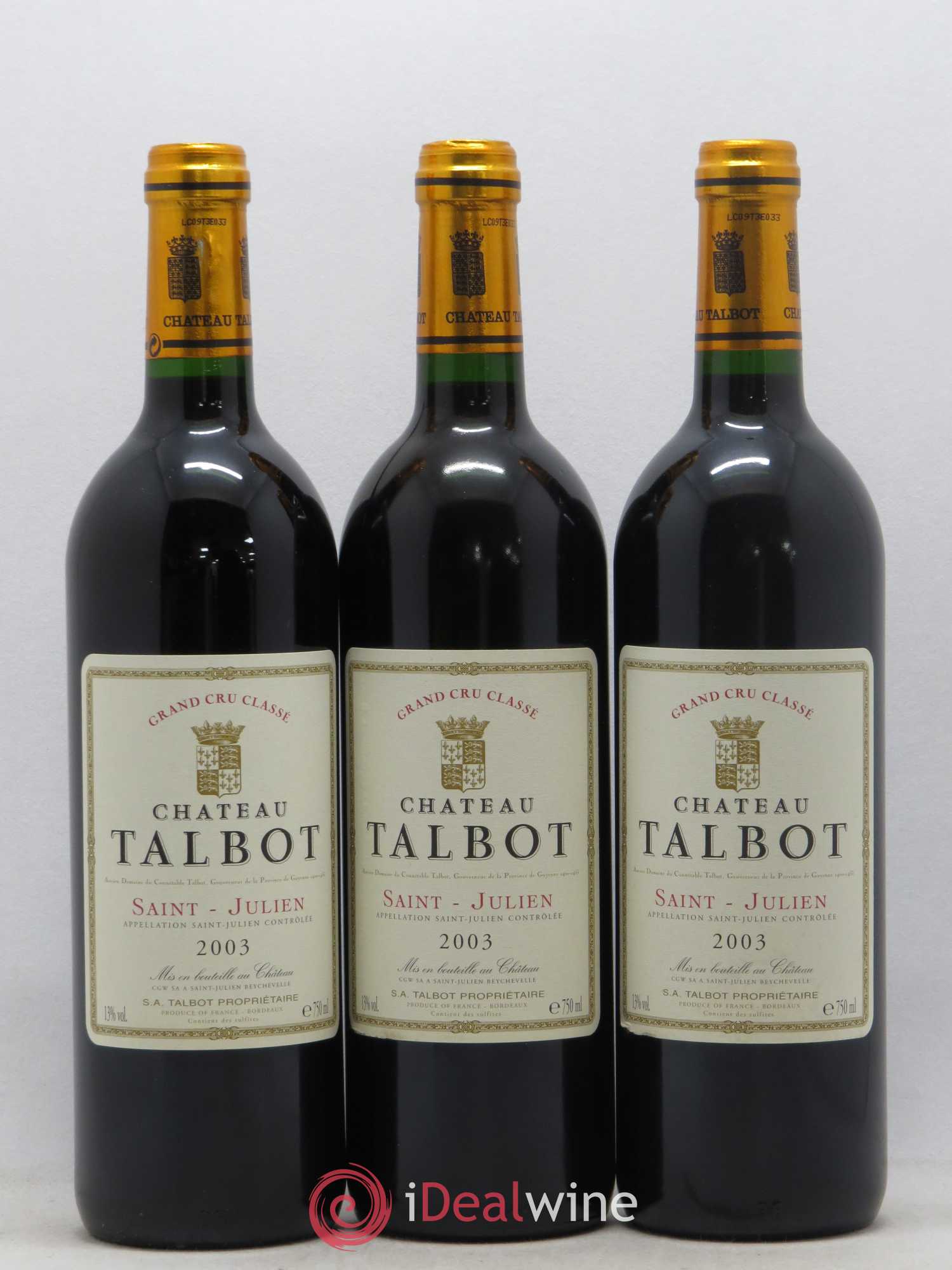 Château Talbot 4ème Grand Cru Classé 2003 - Lot de 12 bouteilles - 1