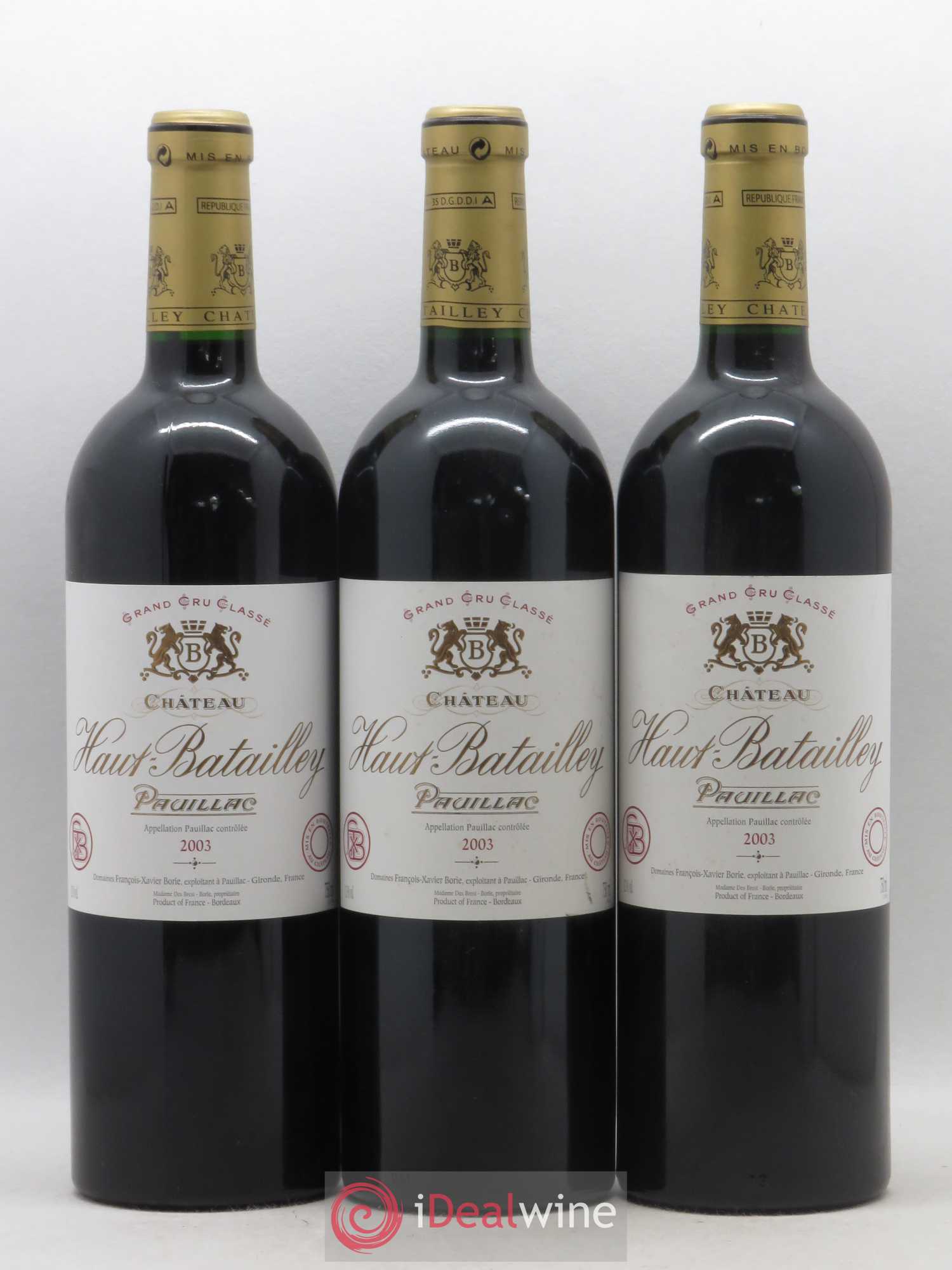 Château Haut Batailley 5ème Grand Cru Classé 2003 - Lot de 3 bouteilles - 0