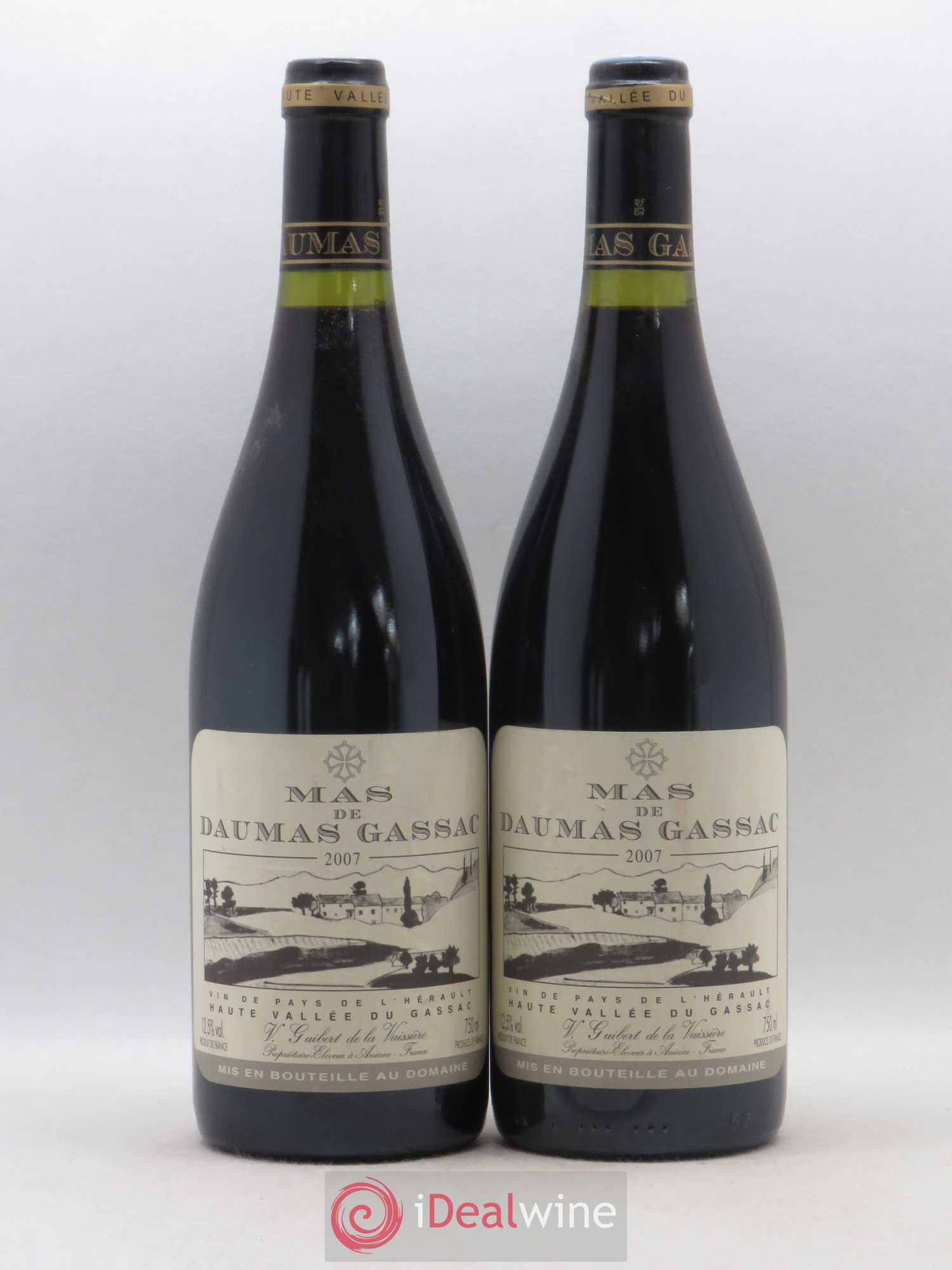 Saint-Guilhem-le-Désert - Cité d'Aniane Mas Daumas Gassac Famille Guibert de La Vaissière 2007 - Lot de 2 bouteilles - 0