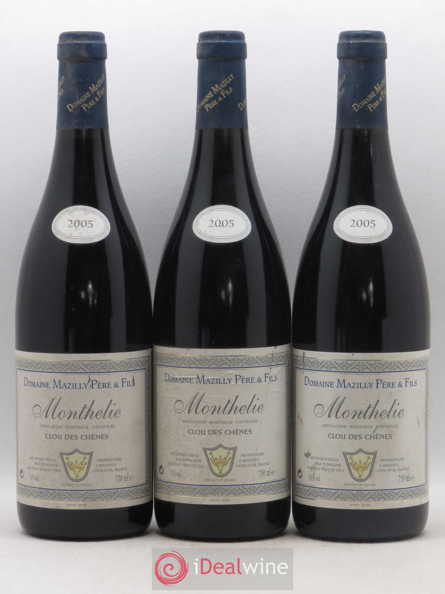 Monthélie Clou des Chênes Mazilly Père et Fils 2005 - Posten von 3 Flaschen - 0