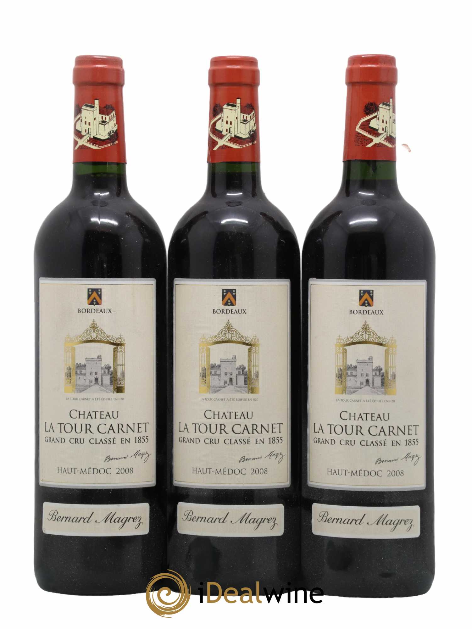 Château la Tour Carnet 4ème Grand Cru Classé 2008 - Lot de 3 bouteilles - 0